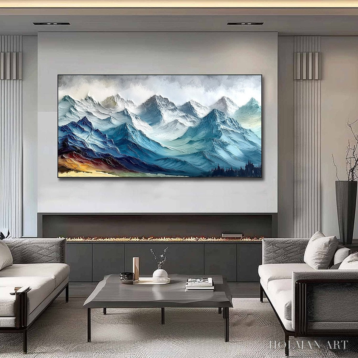 HOLMAN ART Alpine Crest – Textured Impasto Mountain Range Landscape Painting - image 2
