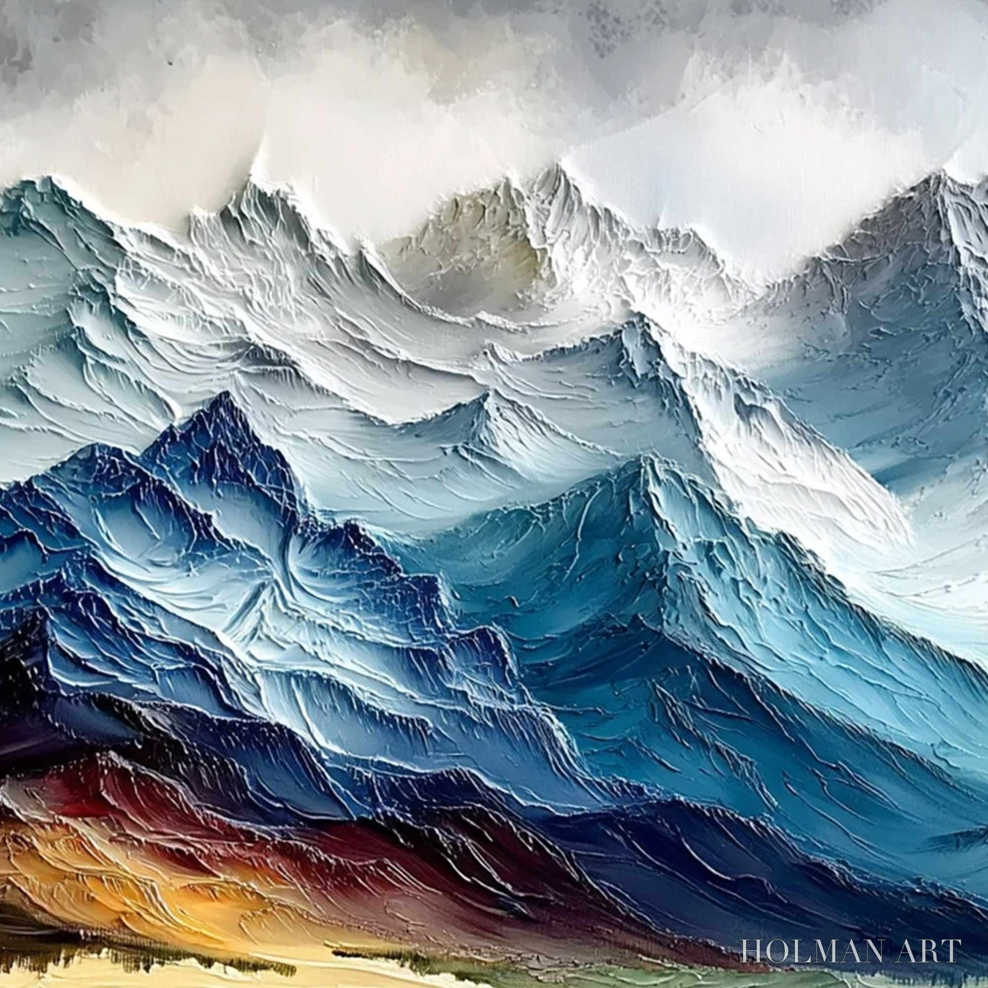HOLMAN ART Alpine Crest – Textured Impasto Mountain Range Landscape Painting - image 3
