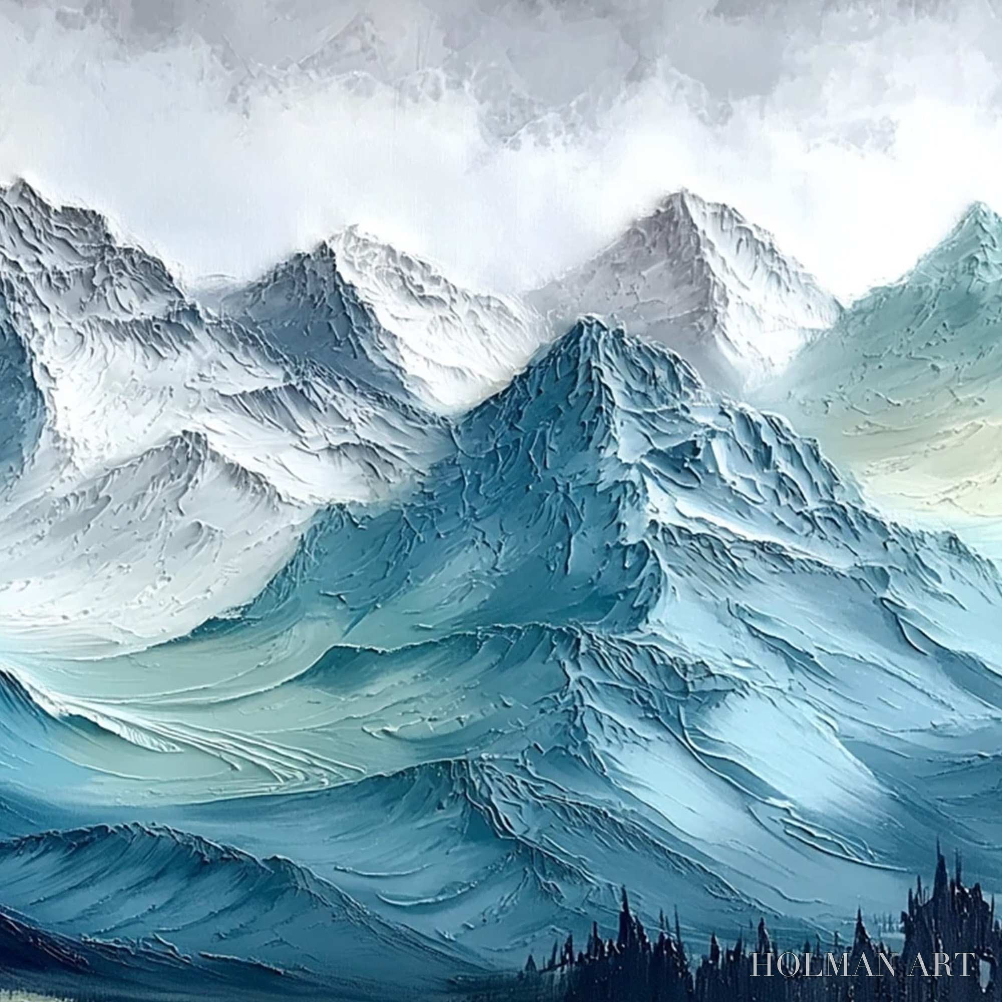 HOLMAN ART Alpine Crest – Textured Impasto Mountain Range Landscape Painting - image 5