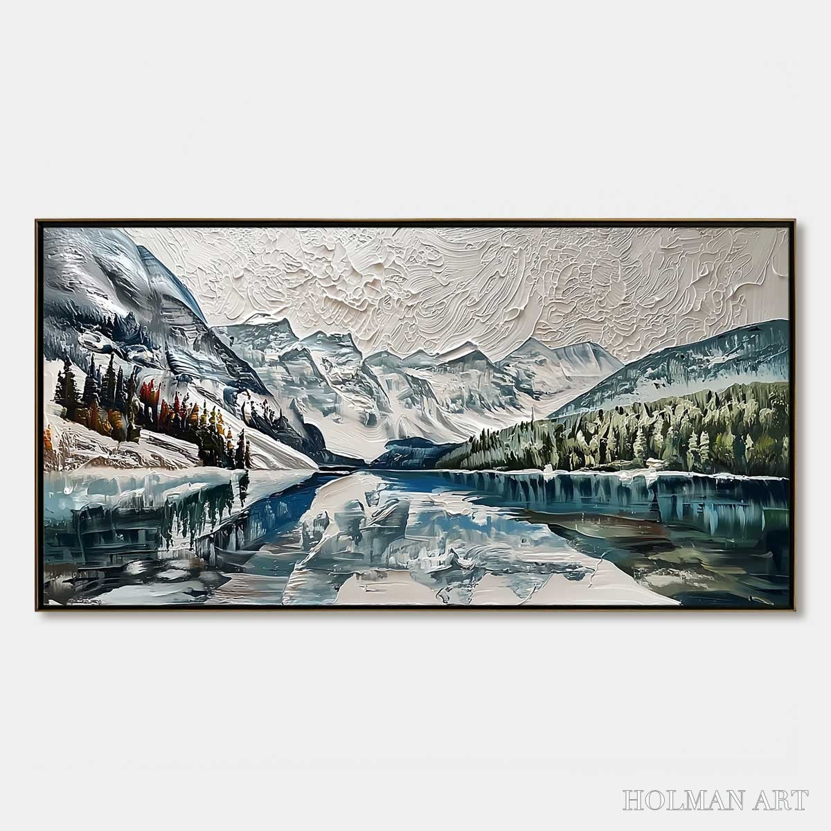 HOLMAN ART Glacial Serenity – Heavily Textured Impasto Mountain Lake Painting - image 1