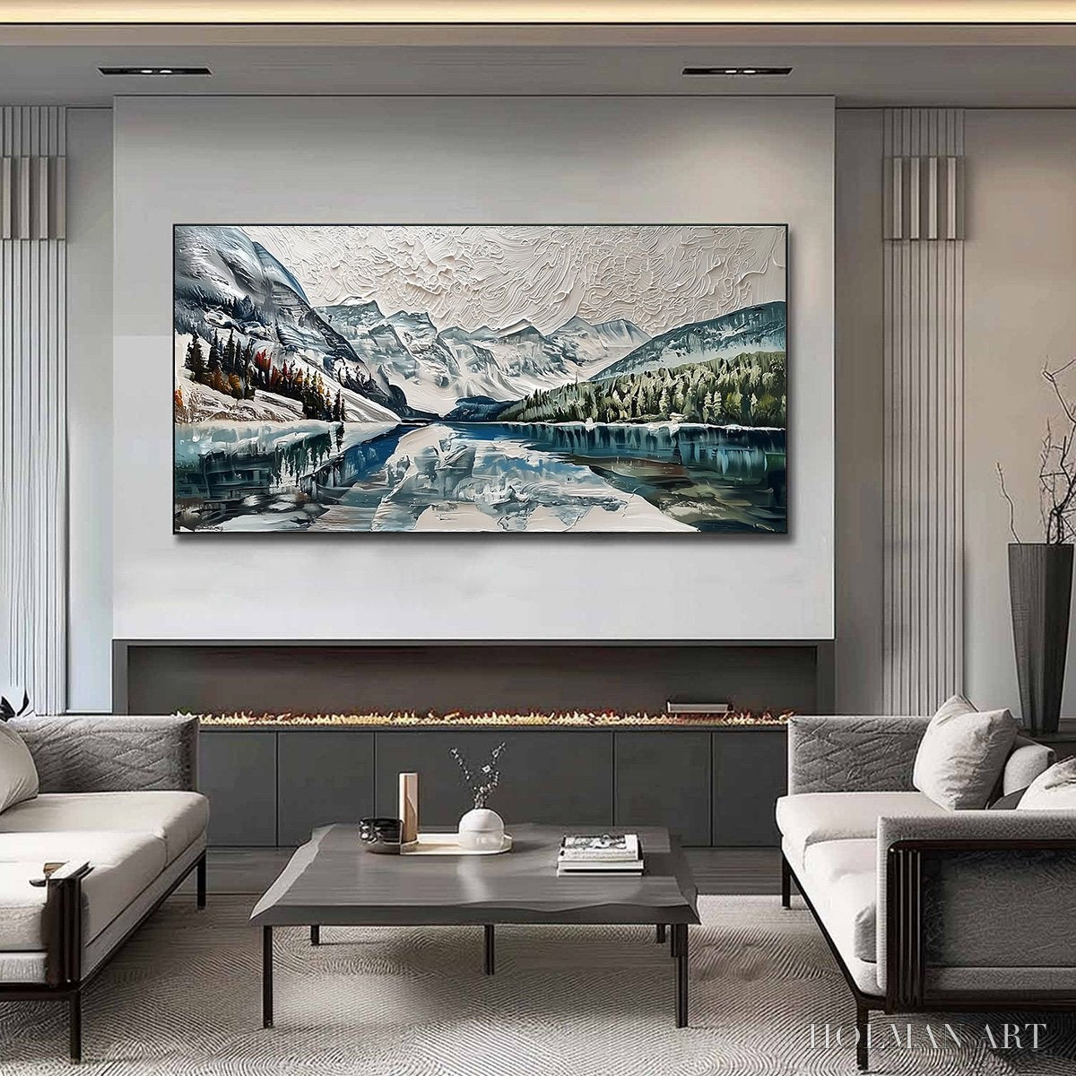 HOLMAN ART Glacial Serenity – Heavily Textured Impasto Mountain Lake Painting - image 2
