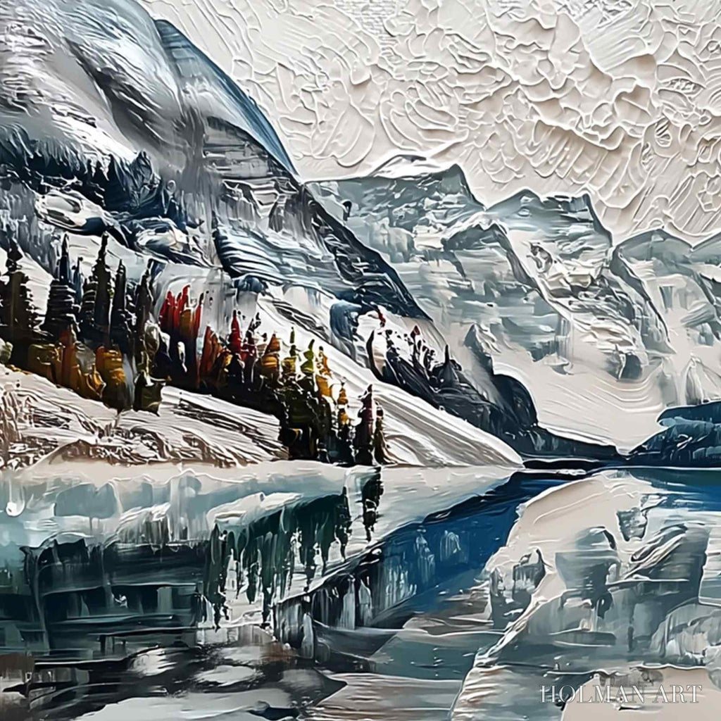 HOLMAN ART Glacial Serenity – Heavily Textured Impasto Mountain Lake Painting - image 3