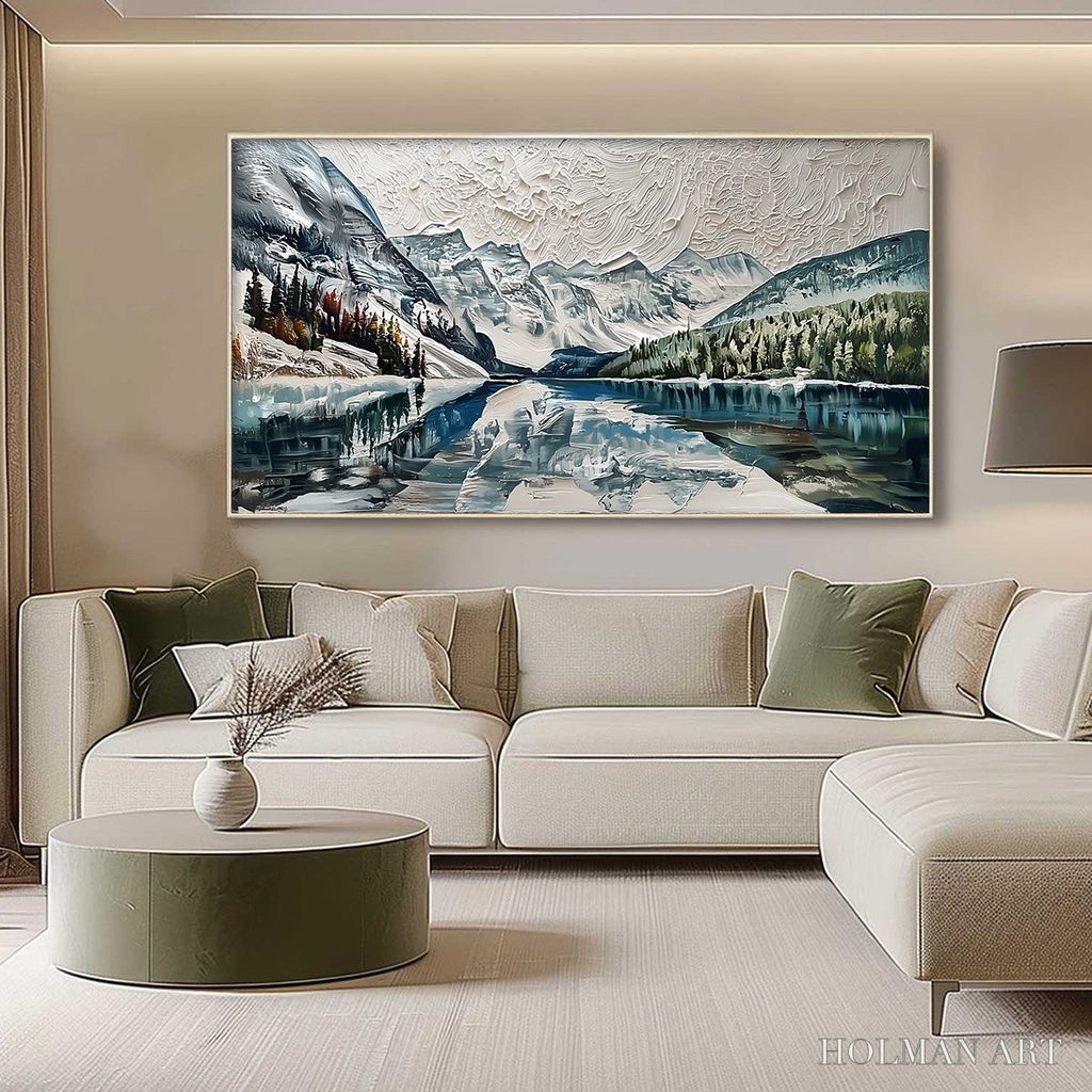 HOLMAN ART Glacial Serenity – Heavily Textured Impasto Mountain Lake Painting - image 4
