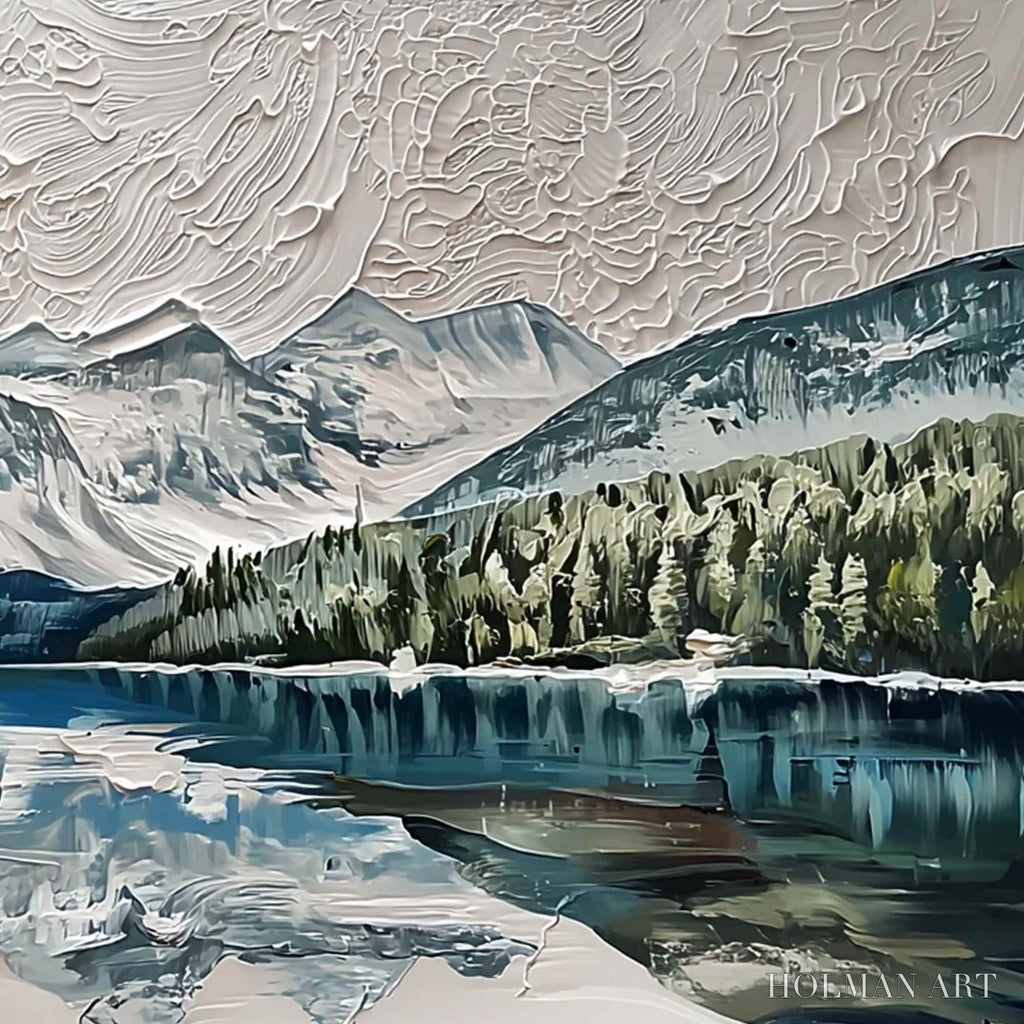 HOLMAN ART Glacial Serenity – Heavily Textured Impasto Mountain Lake Painting - image 5