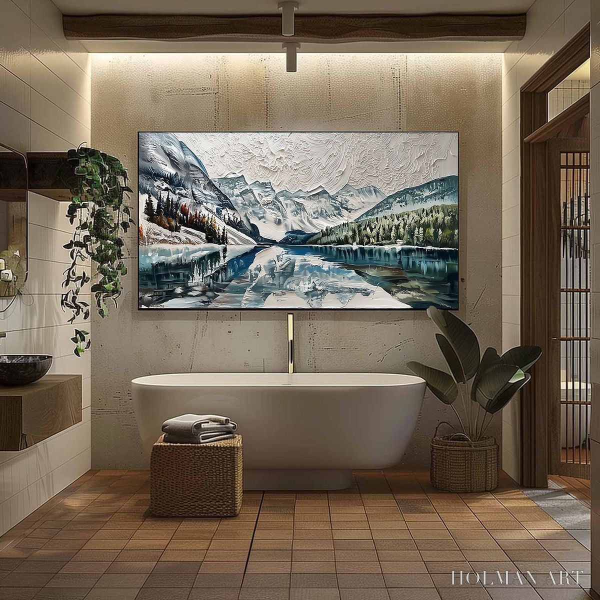 HOLMAN ART Glacial Serenity – Heavily Textured Impasto Mountain Lake Painting - image 6