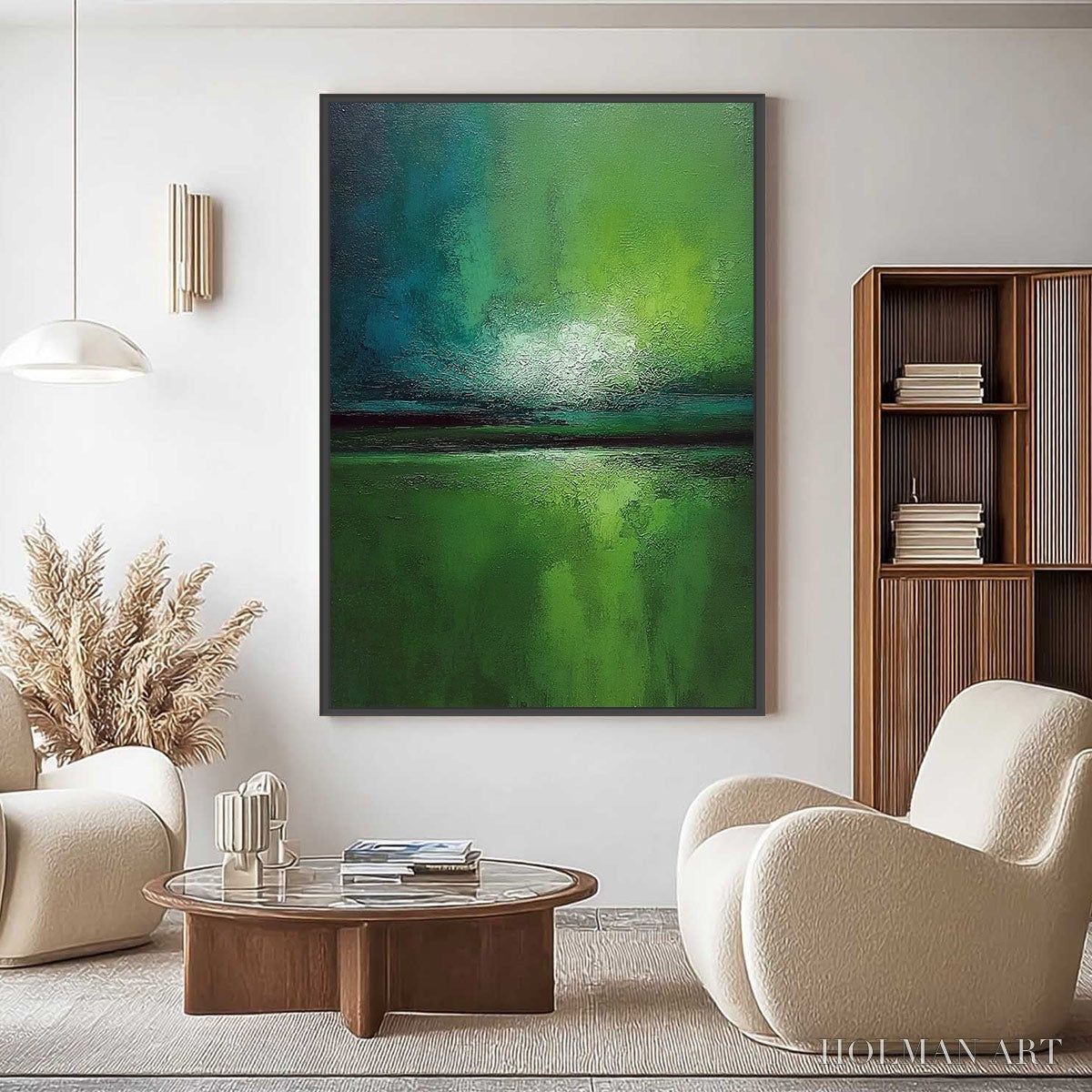HOLMAN ART Verdant Horizon – Large Textured Abstract Green Landscape Painting - image 2