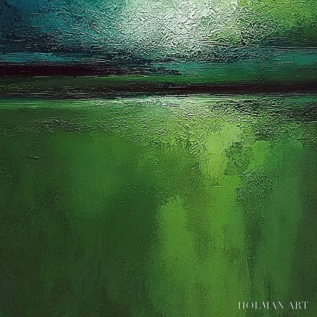 HOLMAN ART Verdant Horizon – Large Textured Abstract Green Landscape Painting - image 3