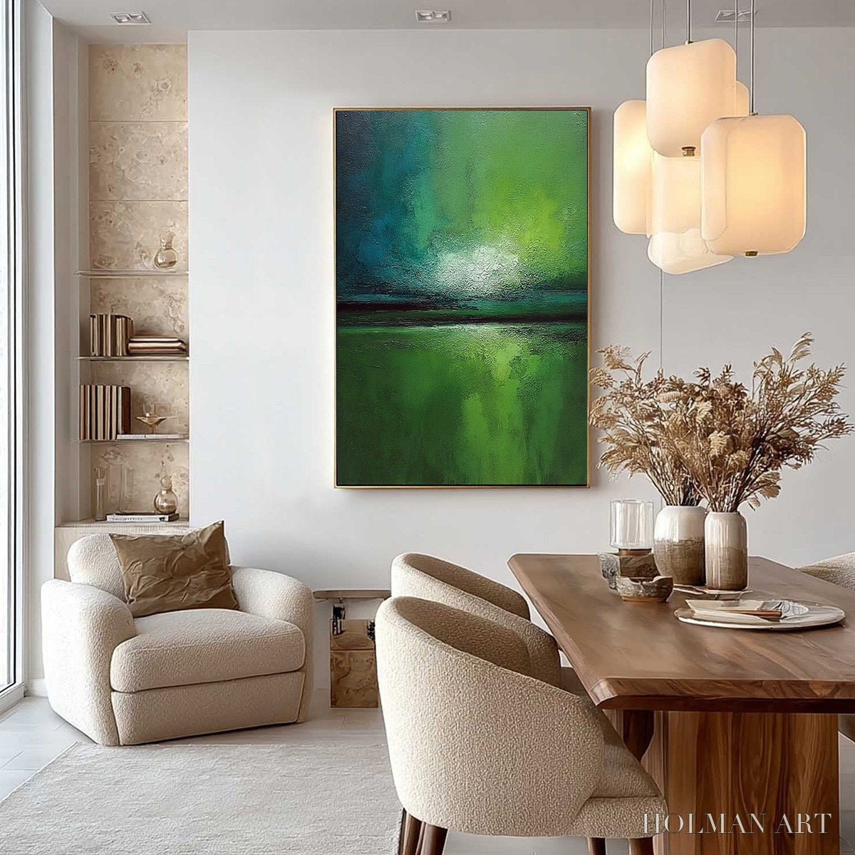HOLMAN ART Verdant Horizon – Large Textured Abstract Green Landscape Painting - image 4