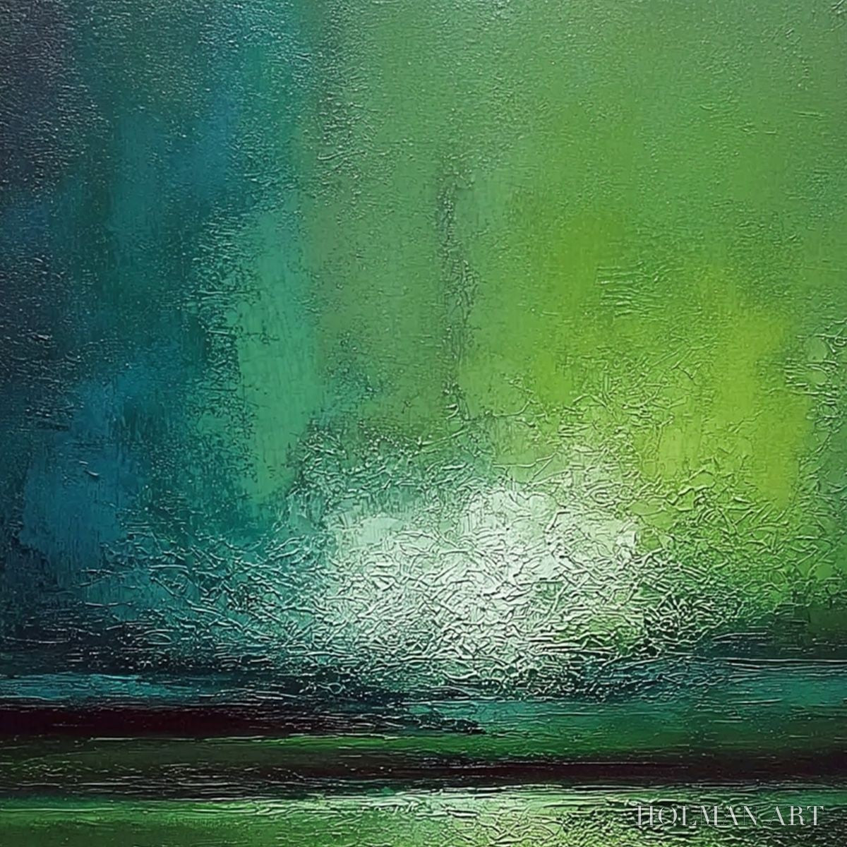 HOLMAN ART Verdant Horizon – Large Textured Abstract Green Landscape Painting - image 5