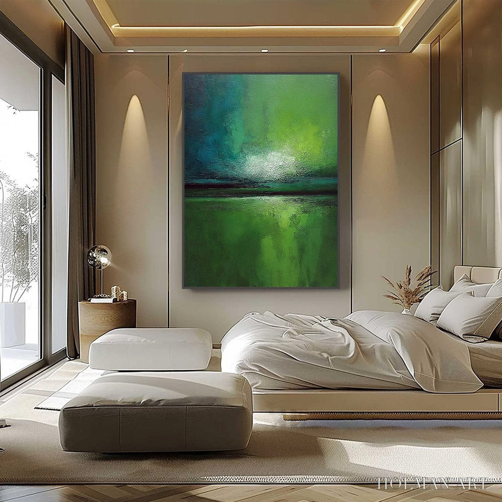 HOLMAN ART Verdant Horizon – Large Textured Abstract Green Landscape Painting - image 6