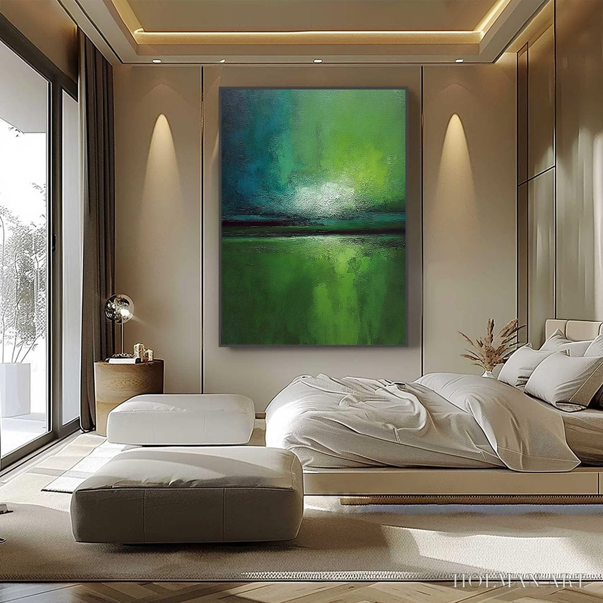 HOLMAN ART Verdant Horizon – Large Textured Abstract Green Landscape Painting - image 6