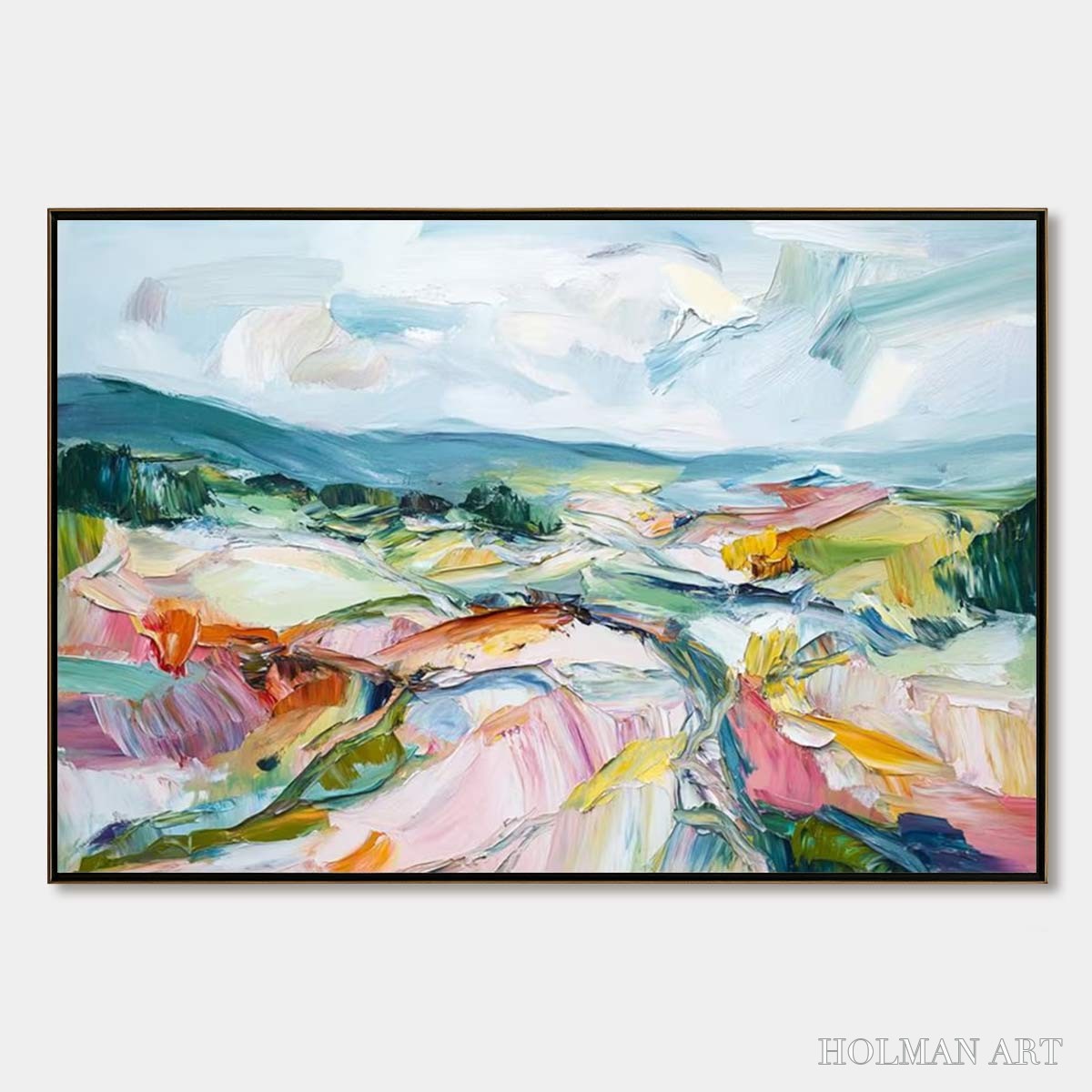 HOLMAN ART Valley in Bloom – Textured Palette Knife Abstract Landscape Painting - image 1
