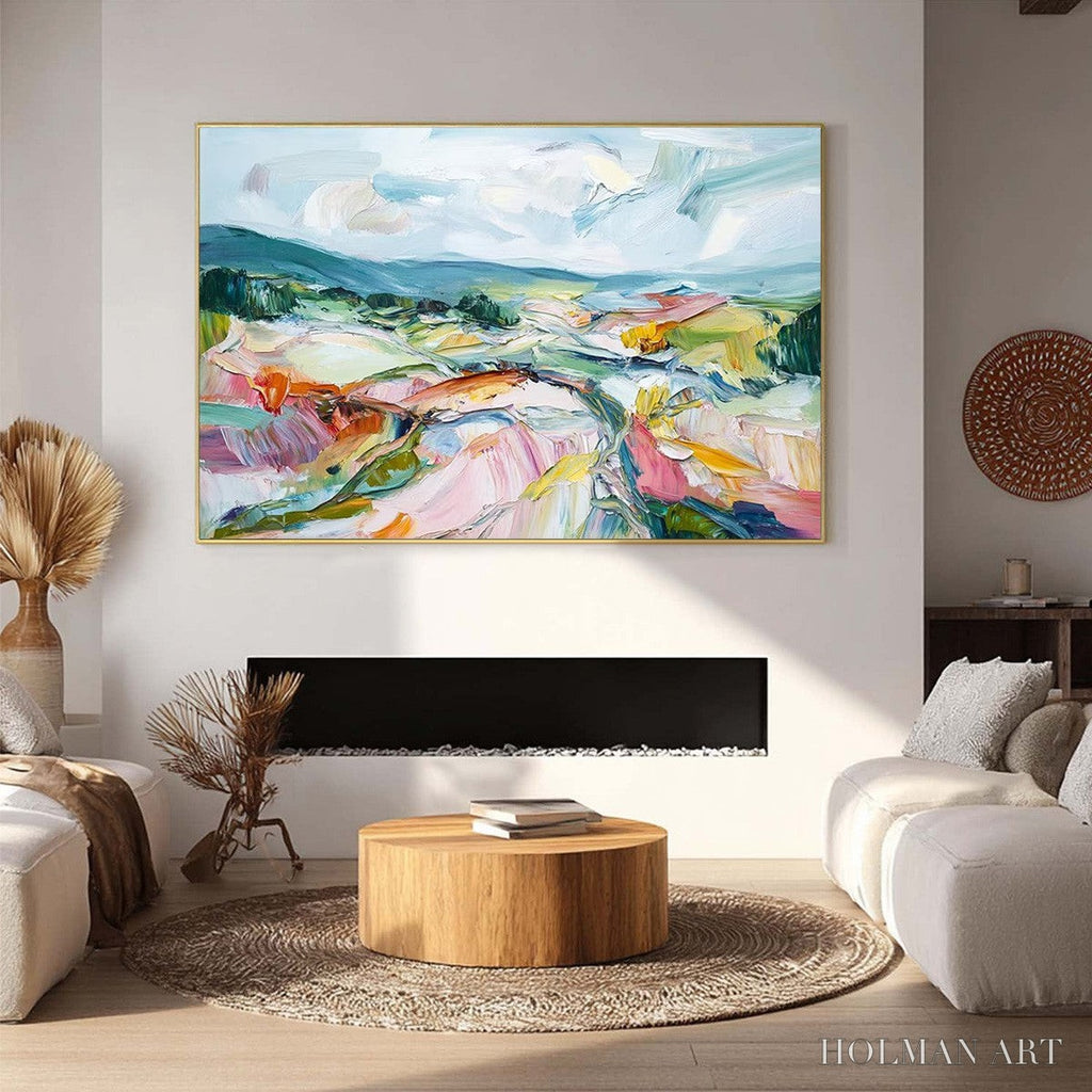 HOLMAN ART Valley in Bloom – Textured Palette Knife Abstract Landscape Painting - image 2