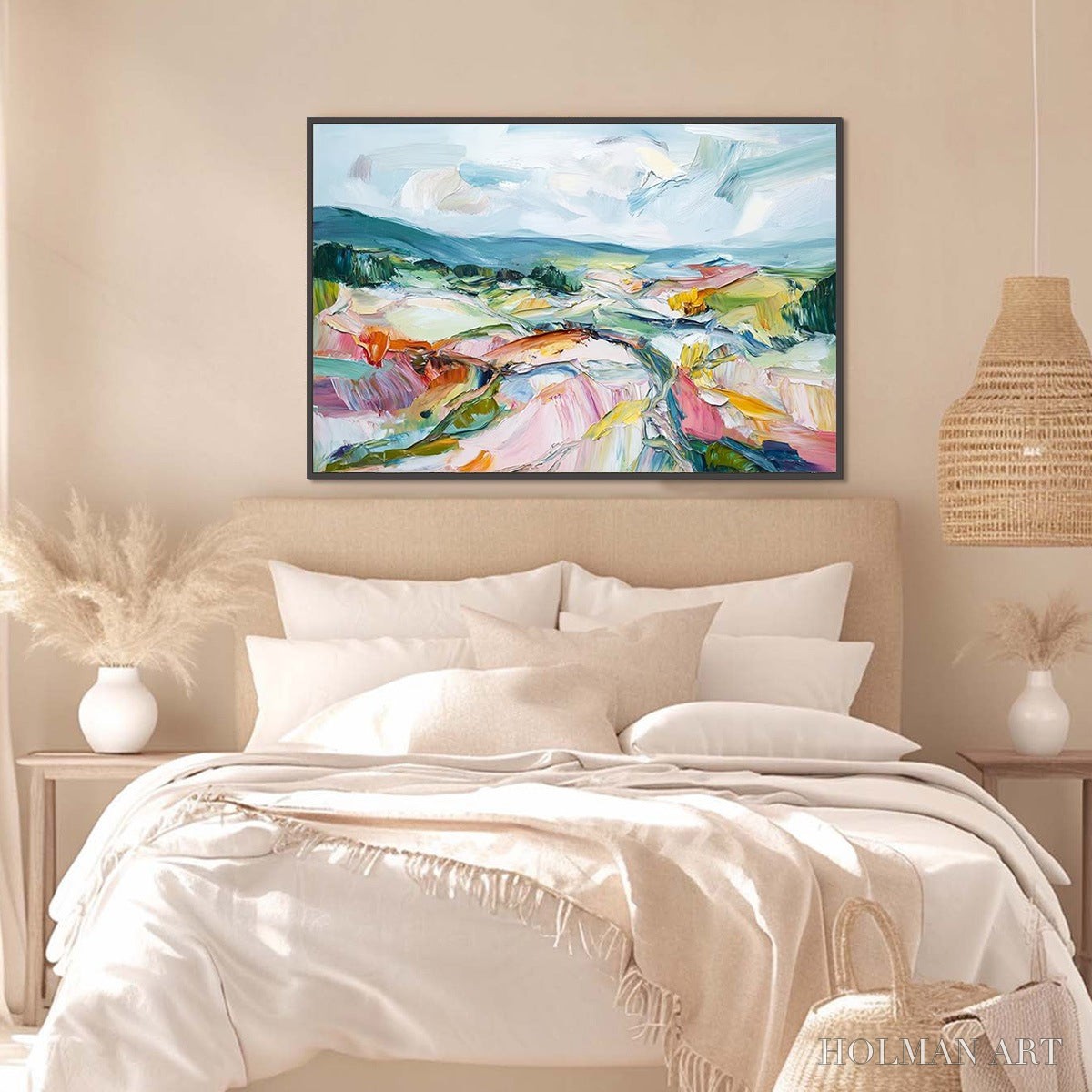 HOLMAN ART Valley in Bloom – Textured Palette Knife Abstract Landscape Painting - image 4
