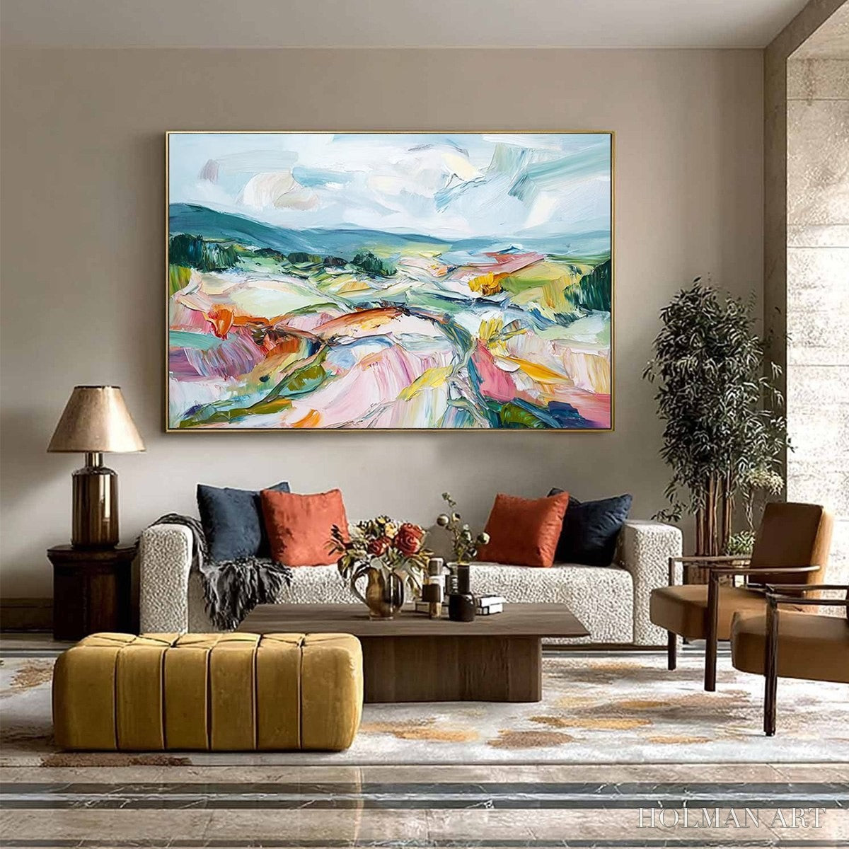 HOLMAN ART Valley in Bloom – Textured Palette Knife Abstract Landscape Painting - image 6