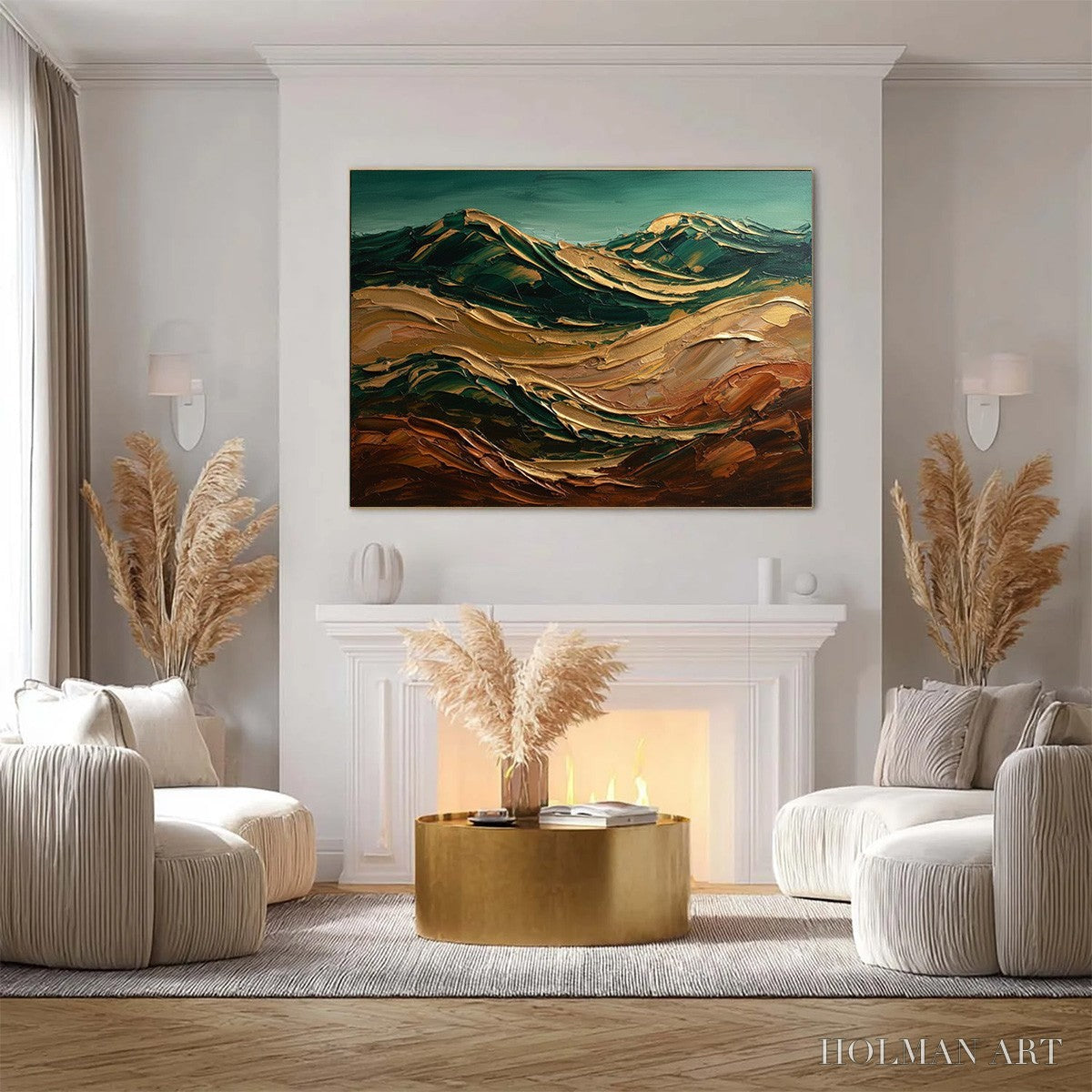 HOLMAN ART Terra Dorata – Textured Abstract Mountain Landscape Painting - image 4