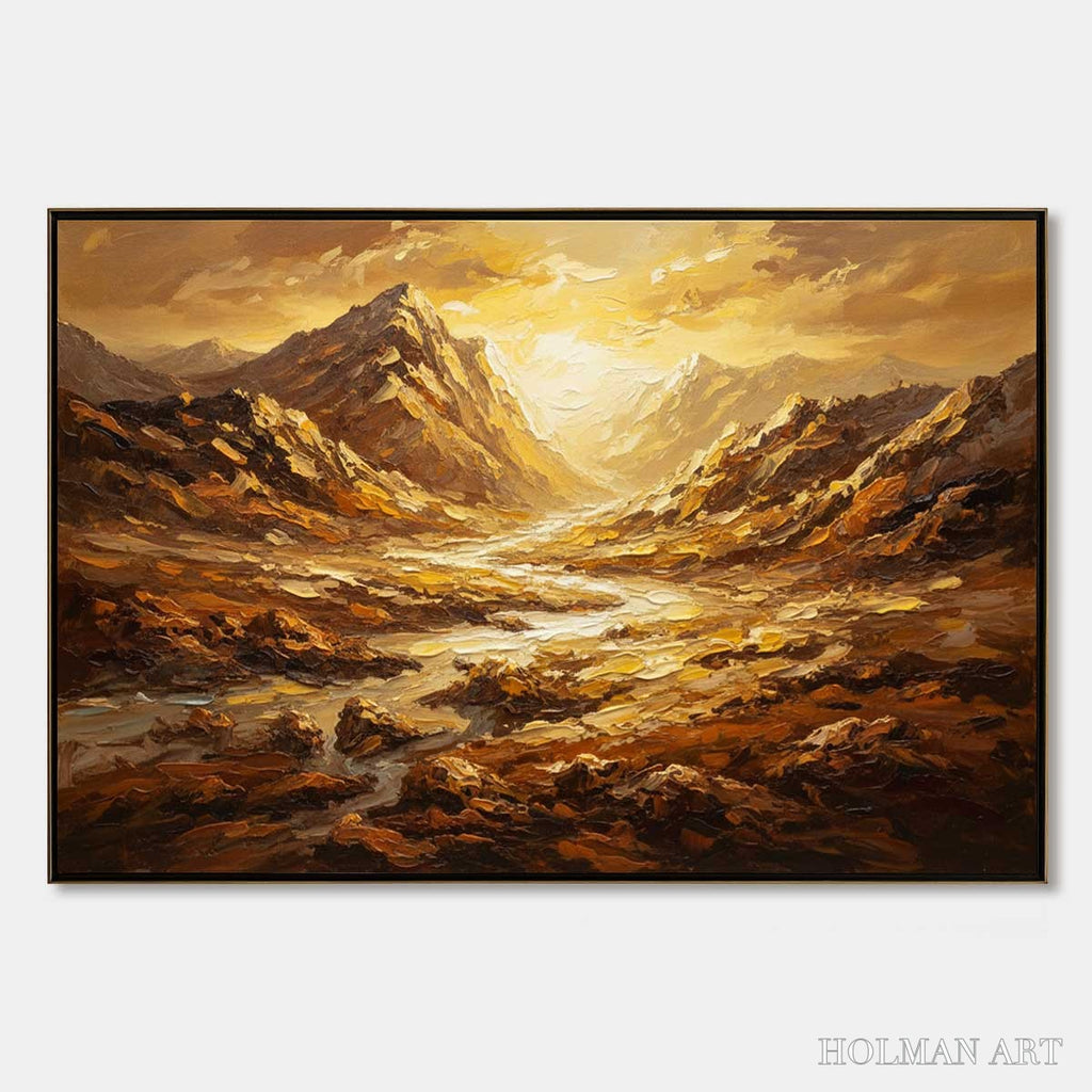 HOLMAN ART Golden Canyon – Textured Impasto Mountain Valley Landscape Painting - image 1