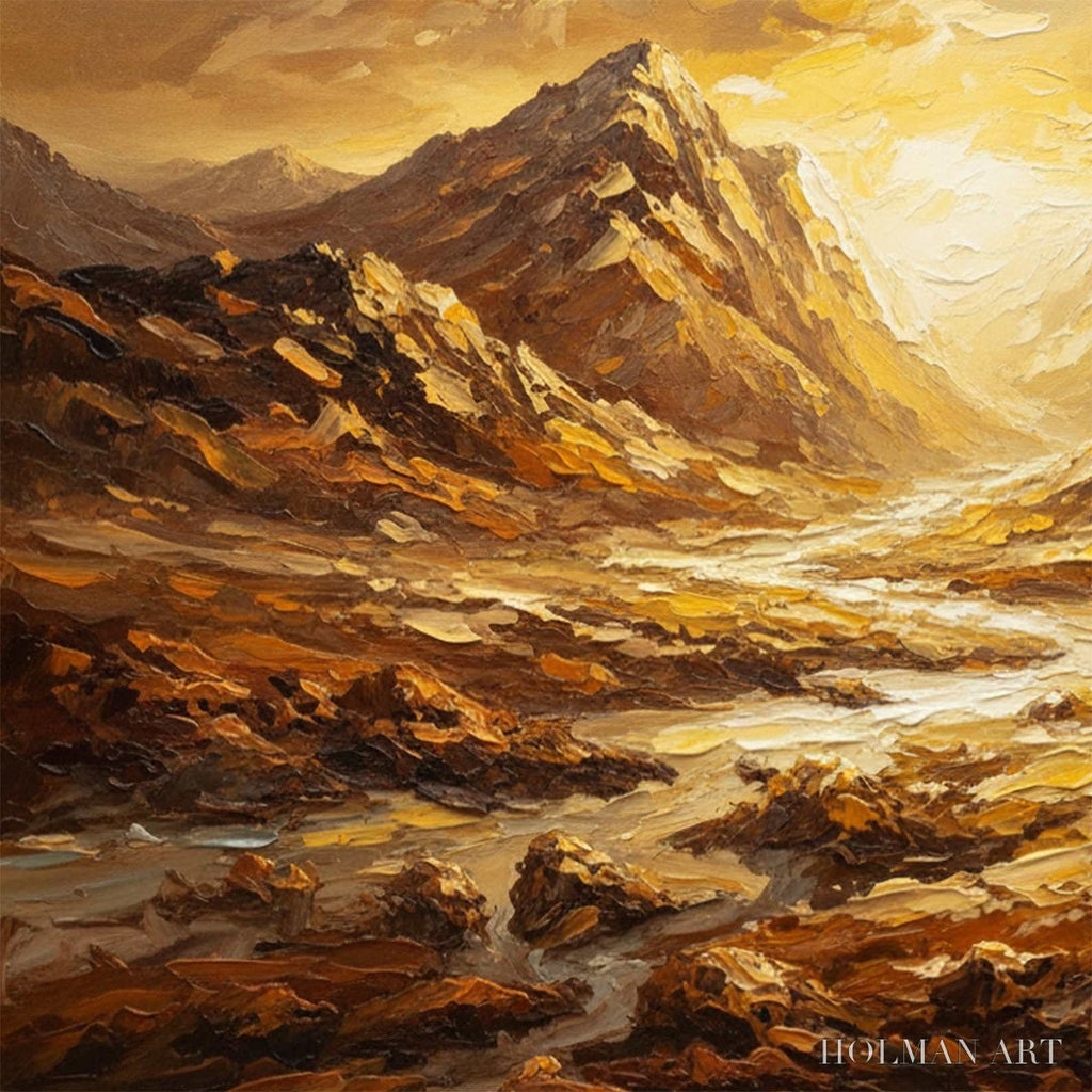 HOLMAN ART Golden Canyon – Textured Impasto Mountain Valley Landscape Painting - image 3