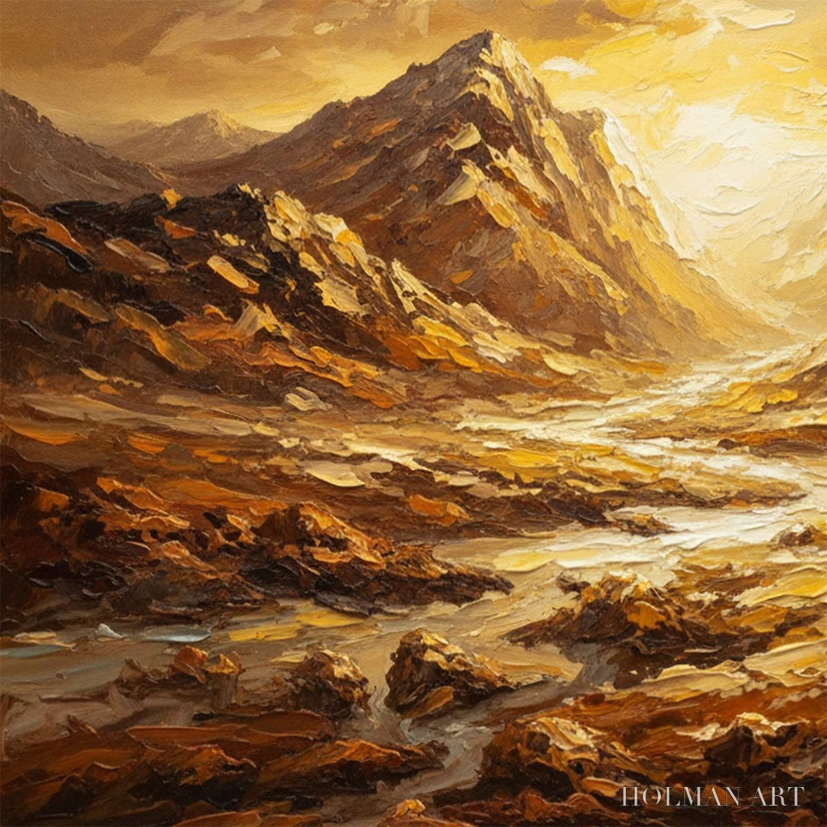 HOLMAN ART Golden Canyon – Textured Impasto Mountain Valley Landscape Painting - image 3
