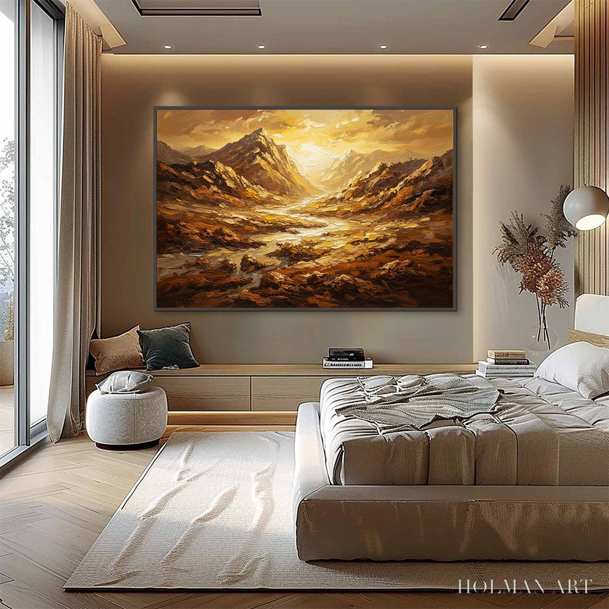 HOLMAN ART Golden Canyon – Textured Impasto Mountain Valley Landscape Painting - image 4