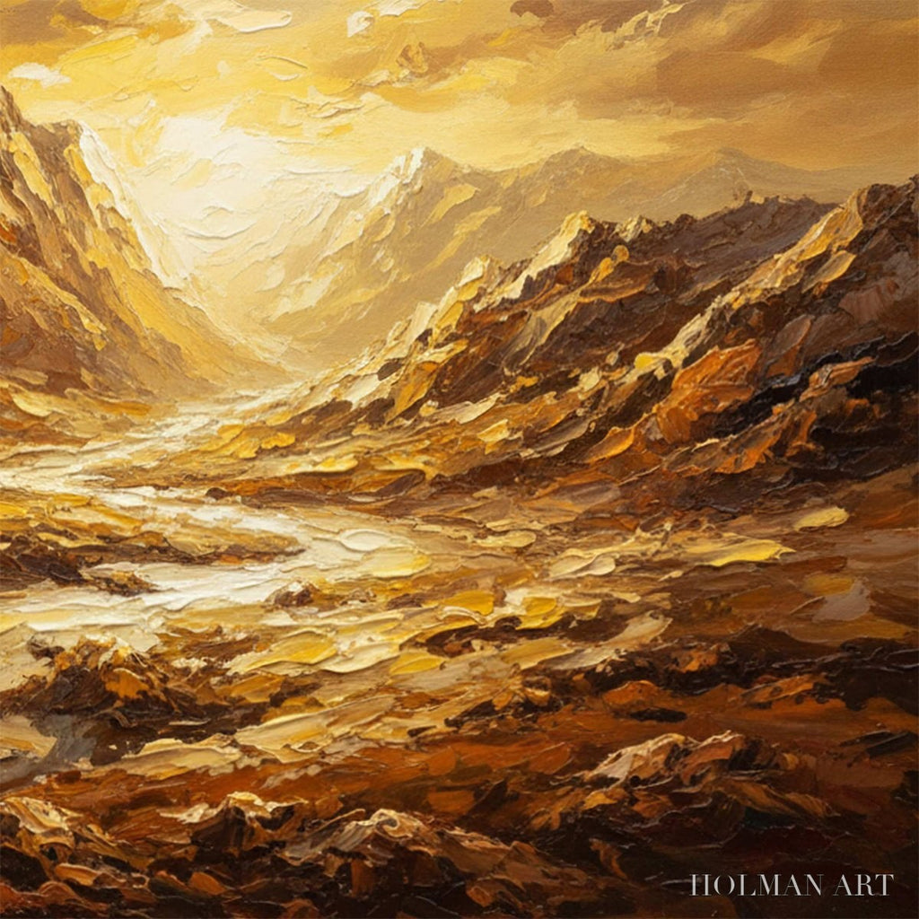 HOLMAN ART Golden Canyon – Textured Impasto Mountain Valley Landscape Painting - image 5