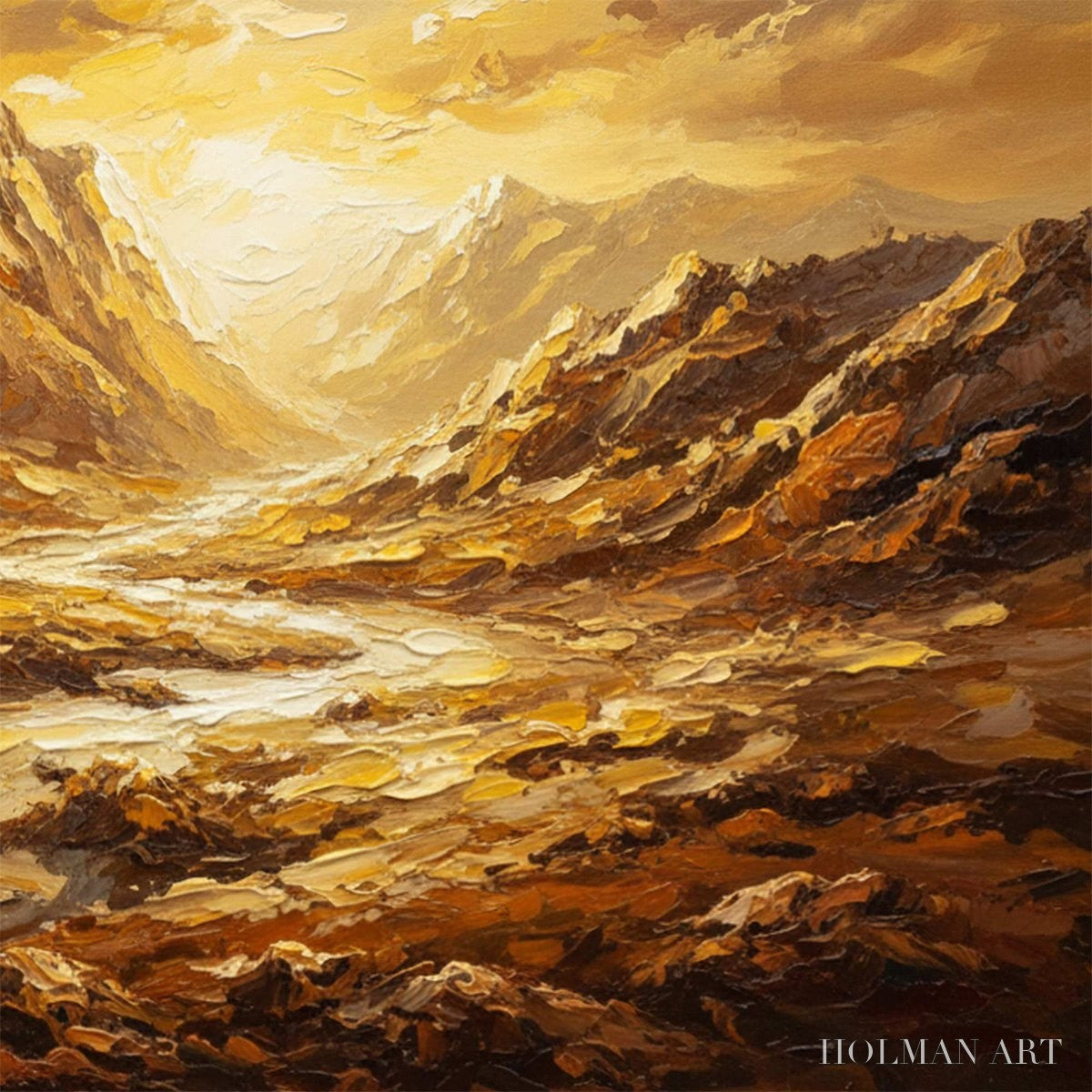 HOLMAN ART Golden Canyon – Textured Impasto Mountain Valley Landscape Painting - image 5