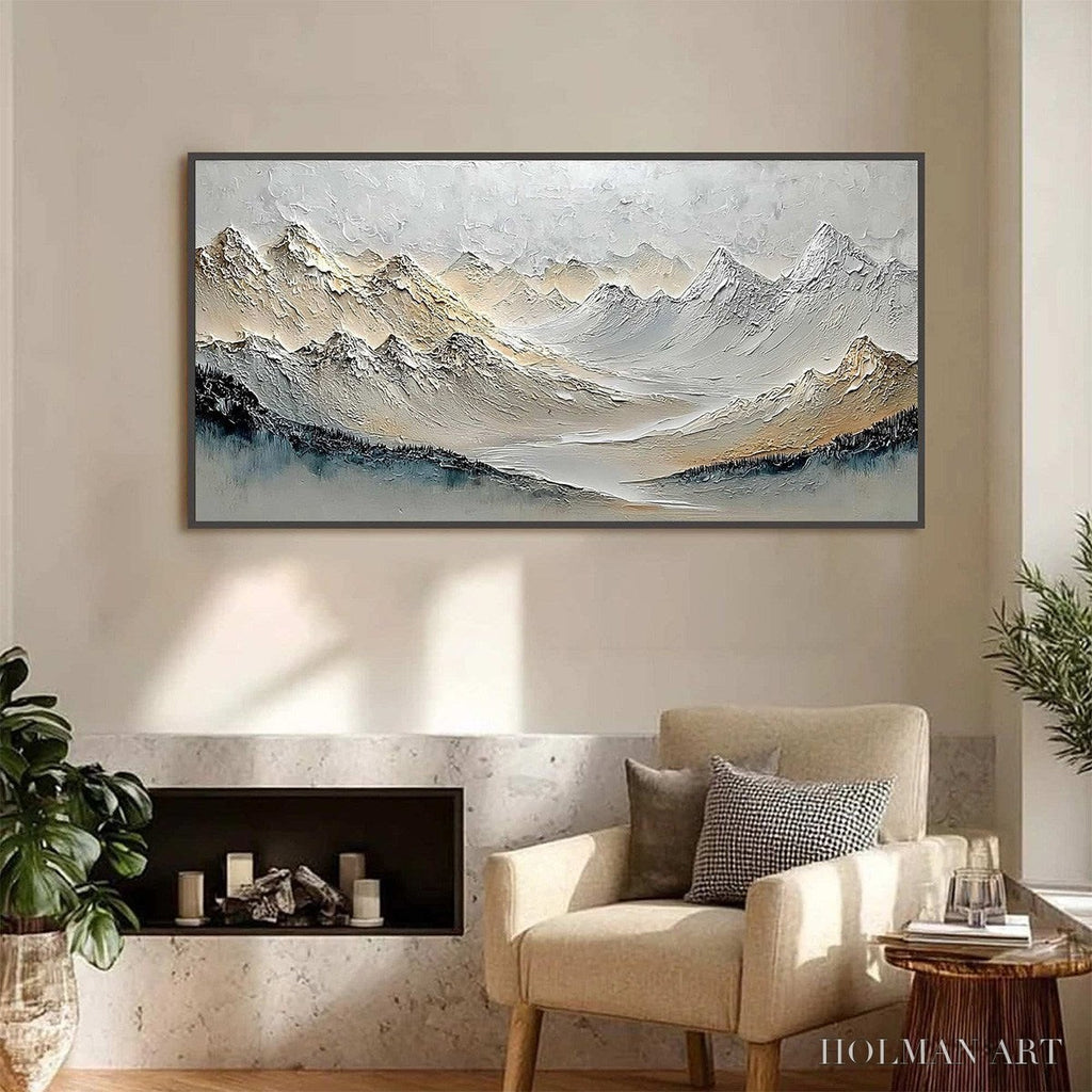 HOLMAN ART Alpine Serenity – Textured Wabi Sabi Mountain Landscape Painting - image 2