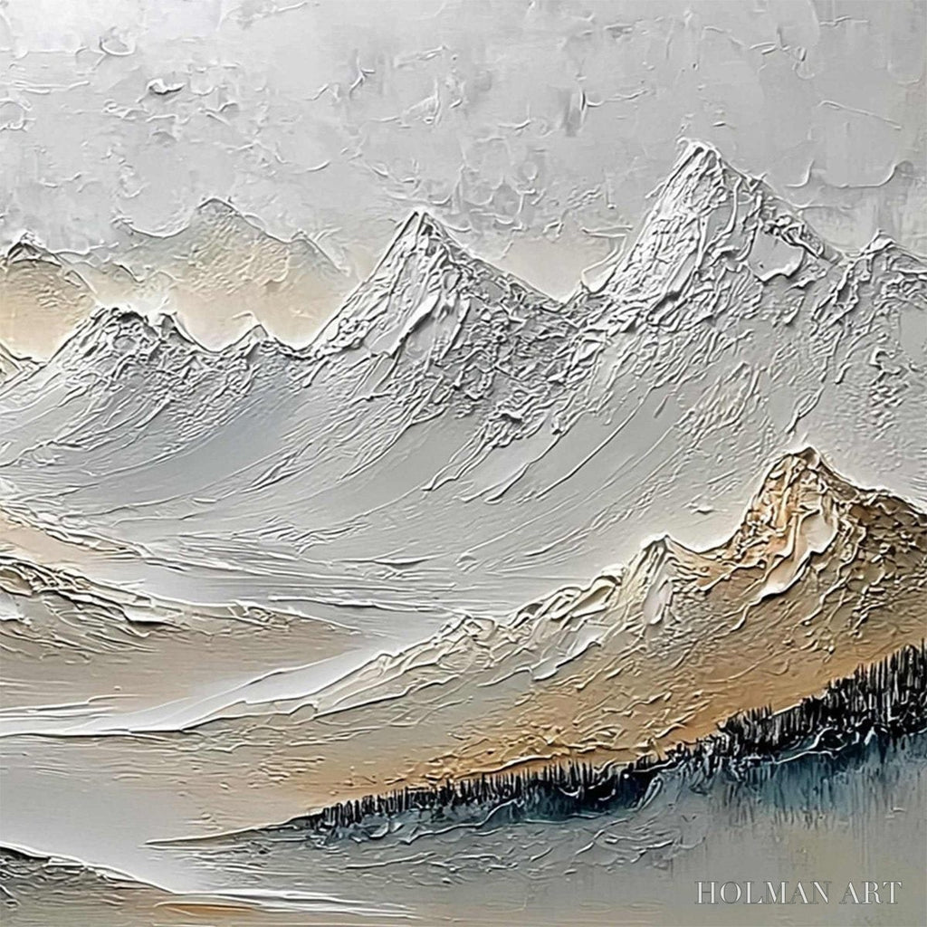 HOLMAN ART Alpine Serenity – Textured Wabi Sabi Mountain Landscape Painting - image 4