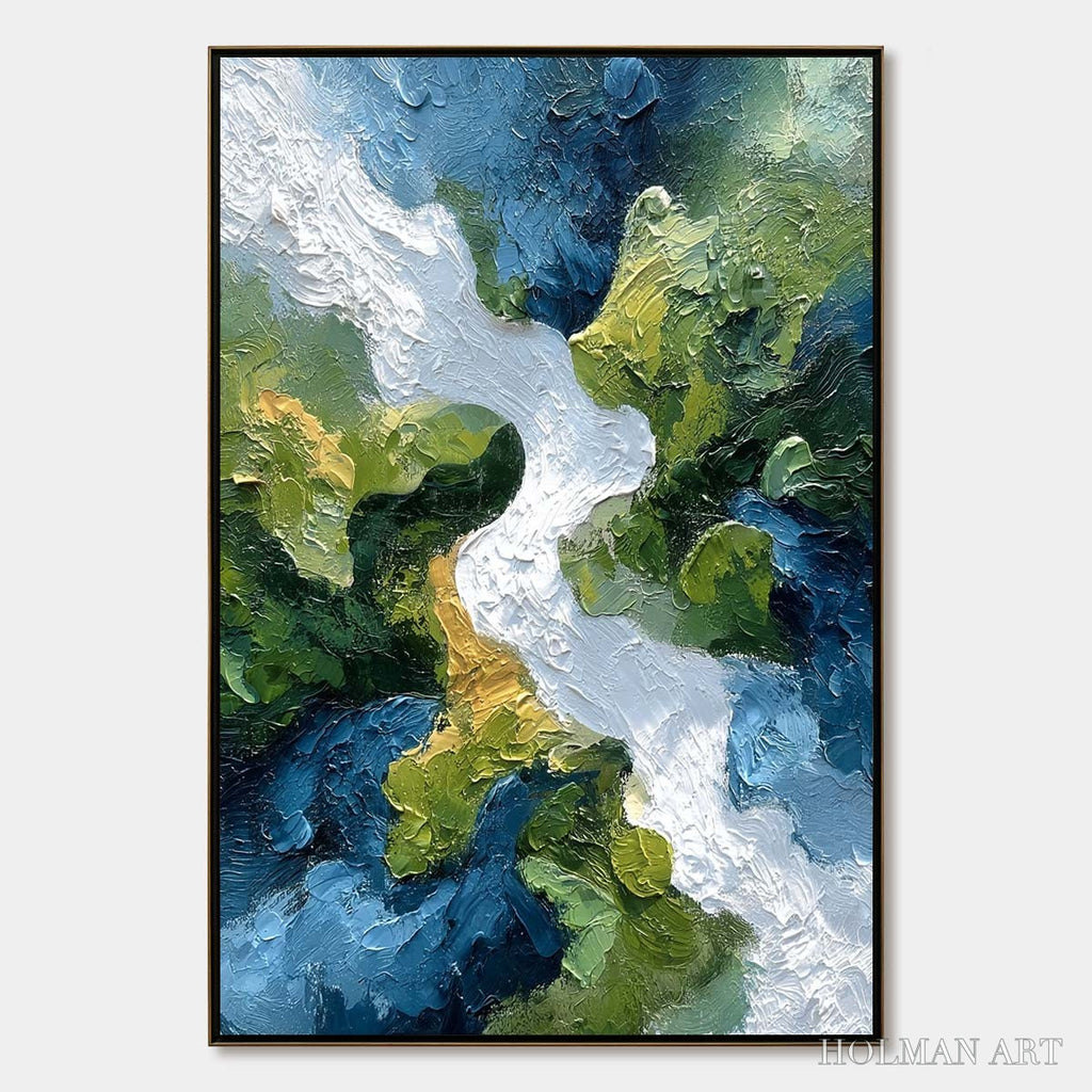 HOLMAN ART Riverine Rush – Textured Abstract Landscape Painting of a River Valley - image 1