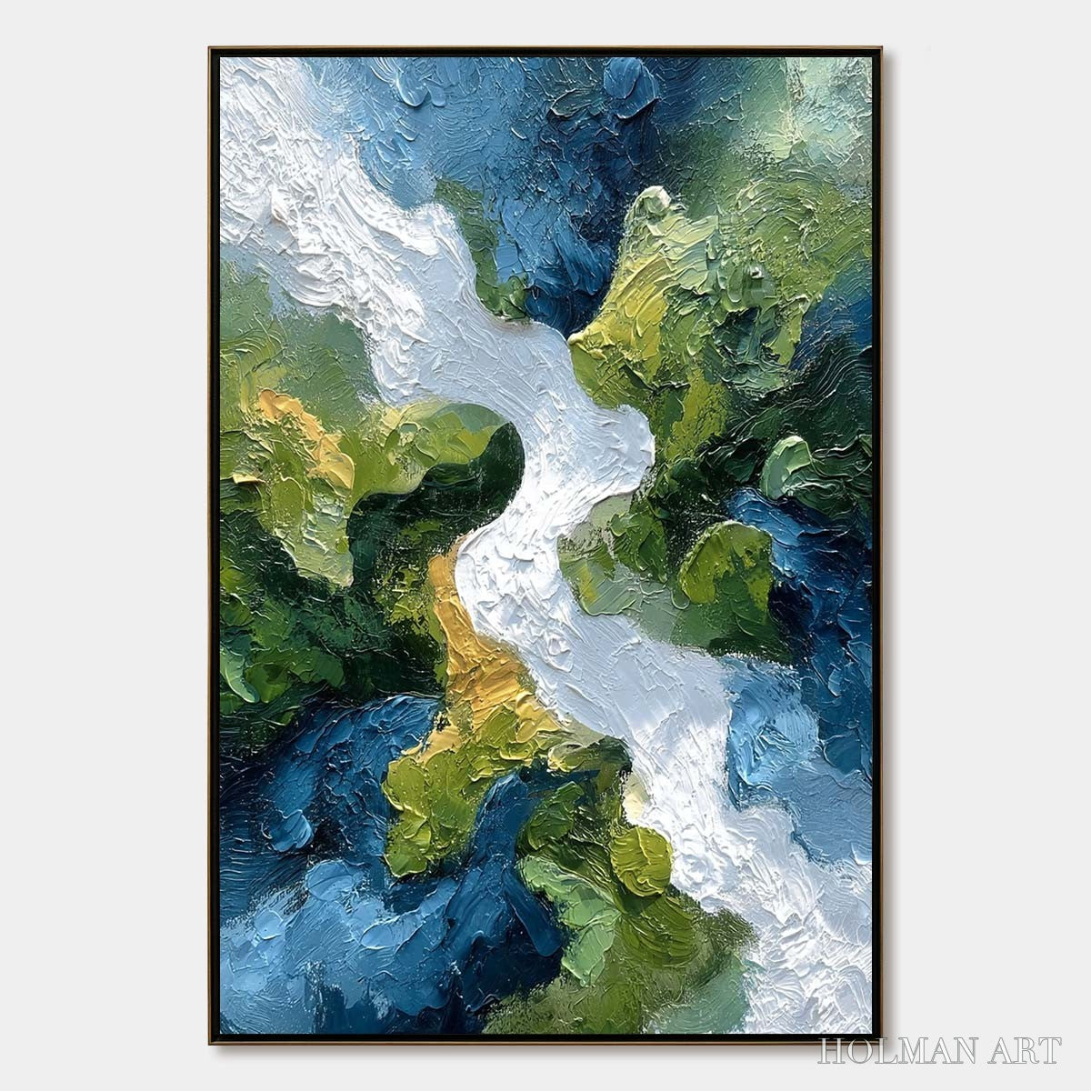 HOLMAN ART Riverine Rush – Textured Abstract Landscape Painting of a River Valley - image 1
