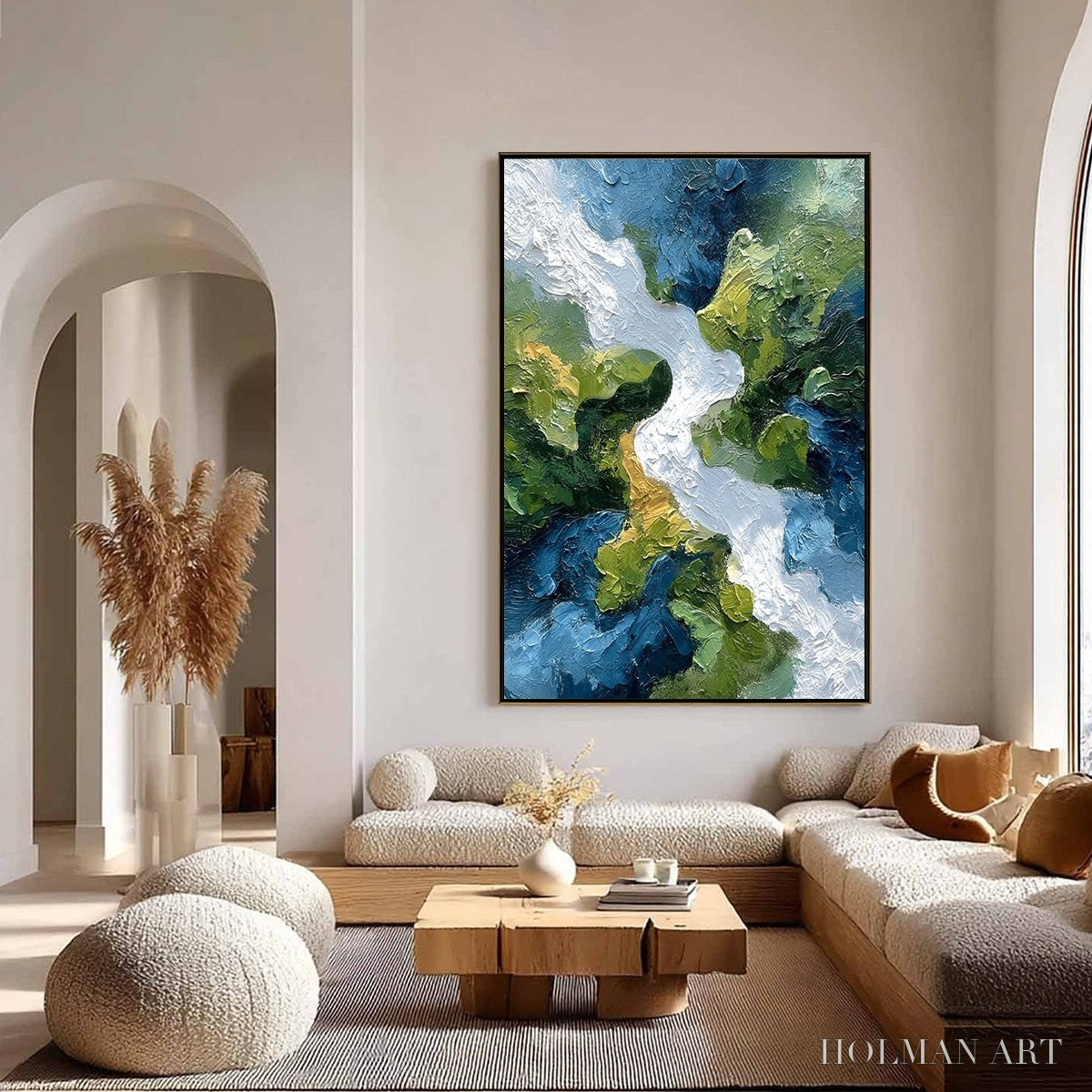 HOLMAN ART Riverine Rush – Textured Abstract Landscape Painting of a River Valley - image 2