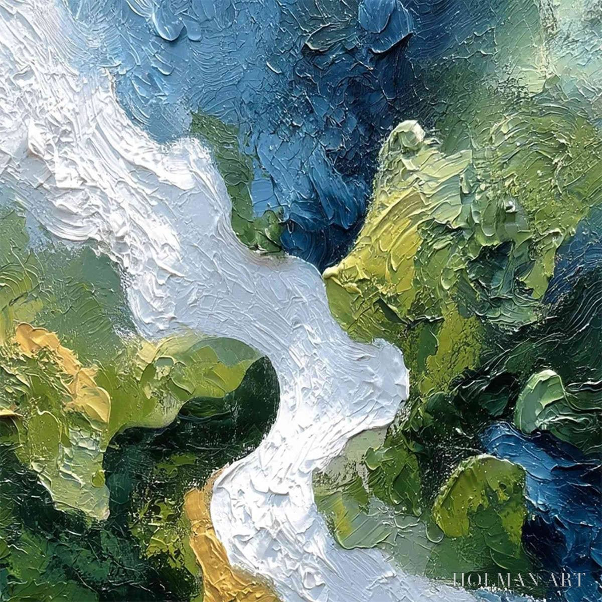 HOLMAN ART Riverine Rush – Textured Abstract Landscape Painting of a River Valley - image 3