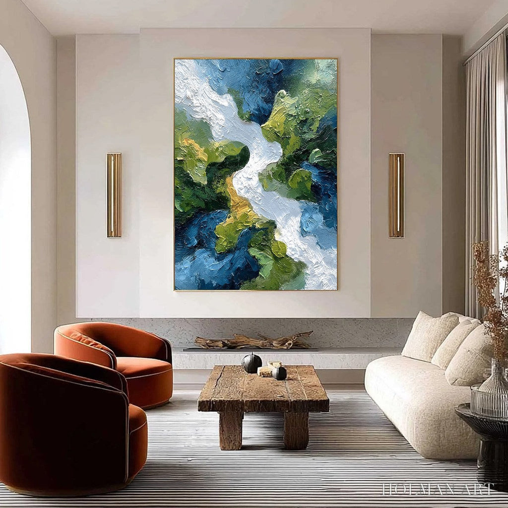 HOLMAN ART Riverine Rush – Textured Abstract Landscape Painting of a River Valley - image 4
