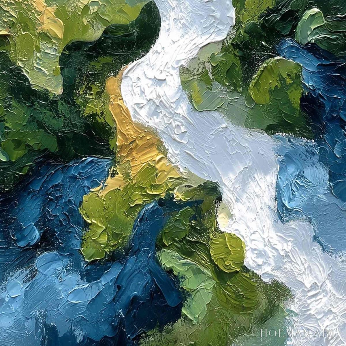 HOLMAN ART Riverine Rush – Textured Abstract Landscape Painting of a River Valley - image 5
