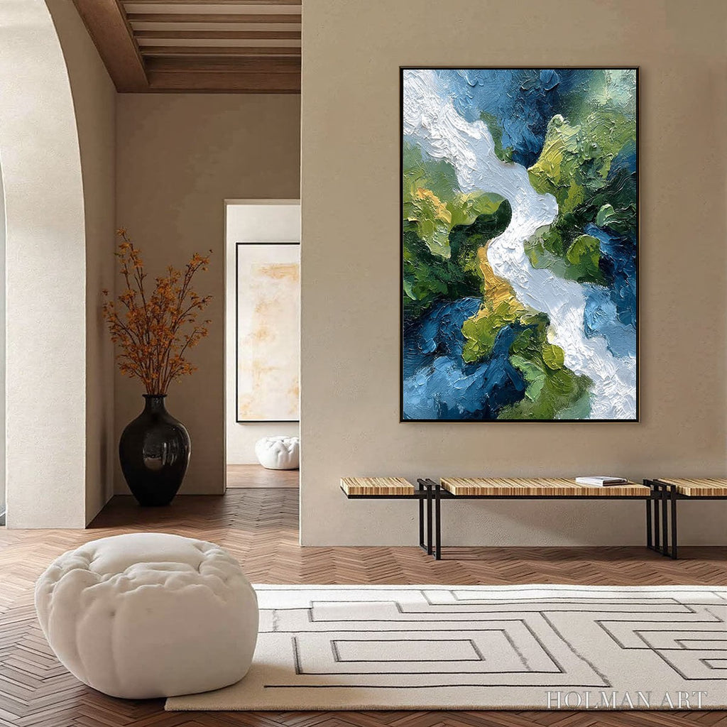 HOLMAN ART Riverine Rush – Textured Abstract Landscape Painting of a River Valley - image 6