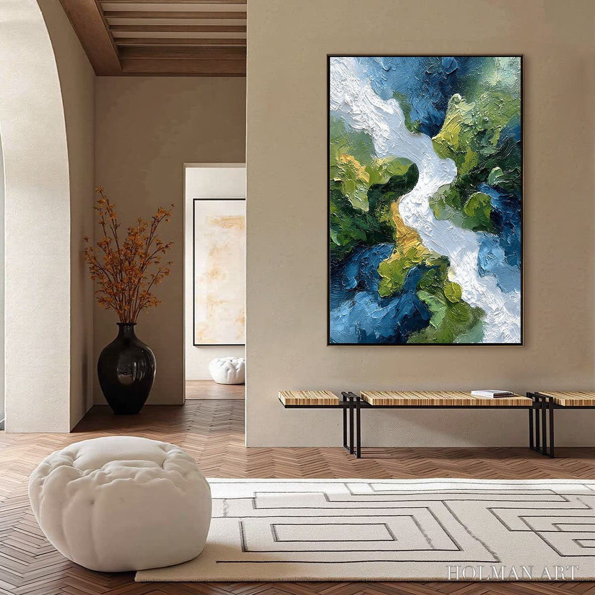 HOLMAN ART Riverine Rush – Textured Abstract Landscape Painting of a River Valley - image 6