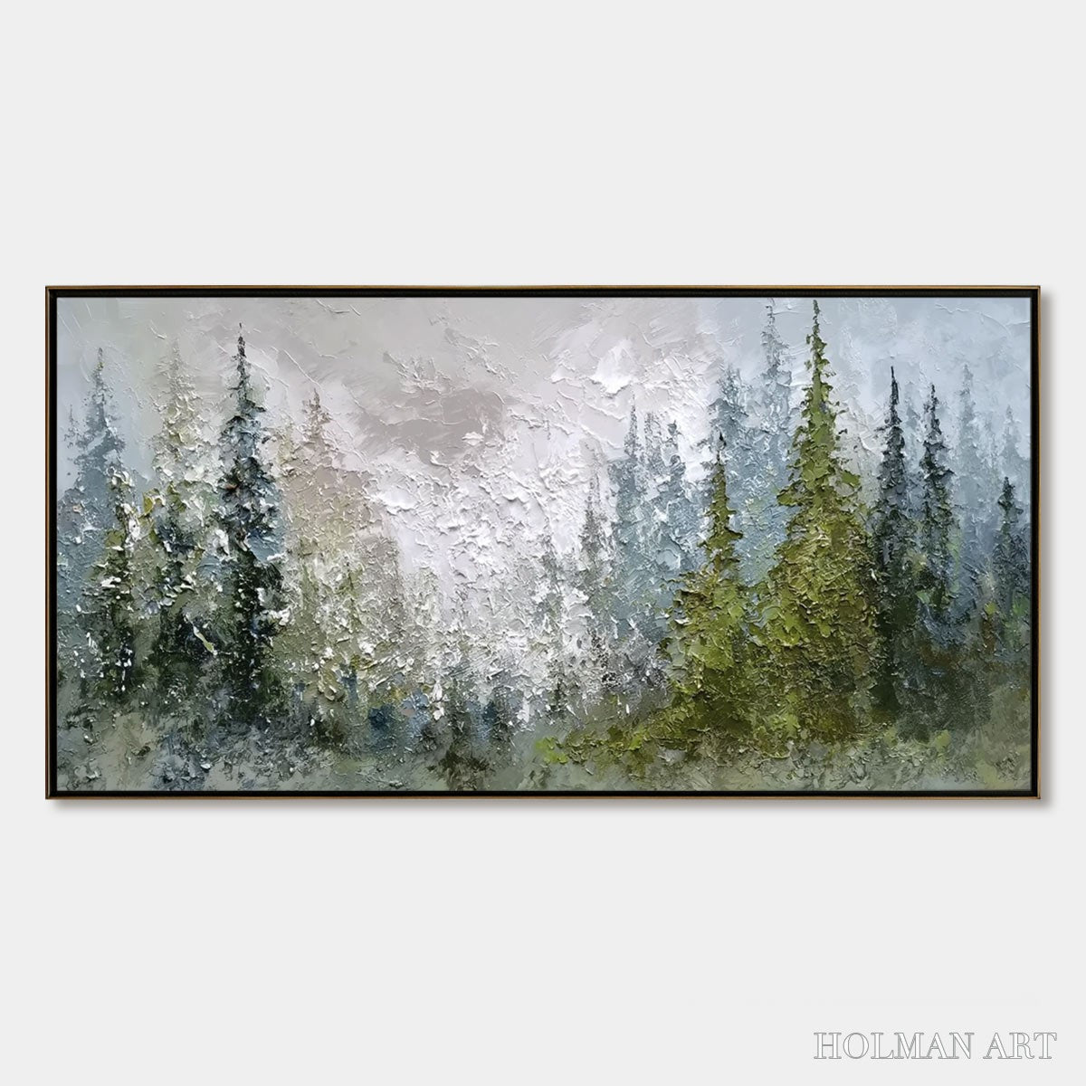 HOLMAN ART Evergreen Serenity – Textured Impasto Pine Forest Landscape Painting - image 1