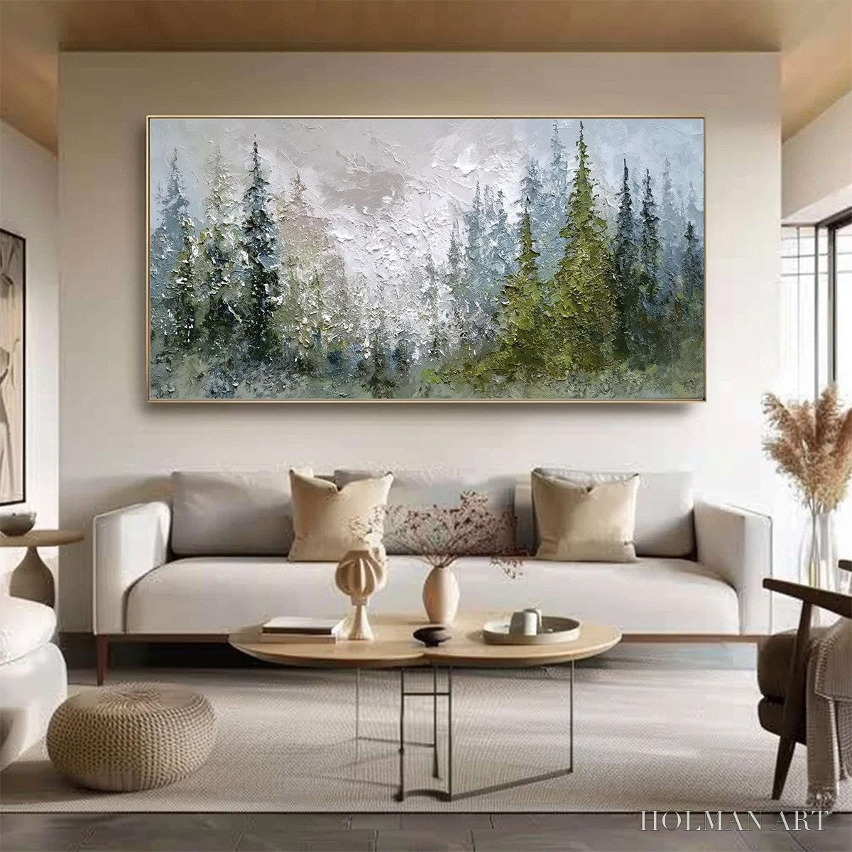 HOLMAN ART Evergreen Serenity – Textured Impasto Pine Forest Landscape Painting - image 2