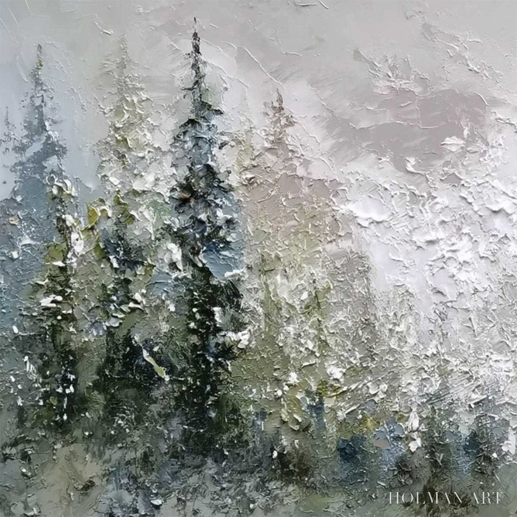 HOLMAN ART Evergreen Serenity – Textured Impasto Pine Forest Landscape Painting - image 3