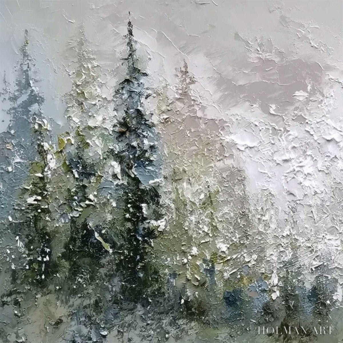 HOLMAN ART Evergreen Serenity – Textured Impasto Pine Forest Landscape Painting - image 3