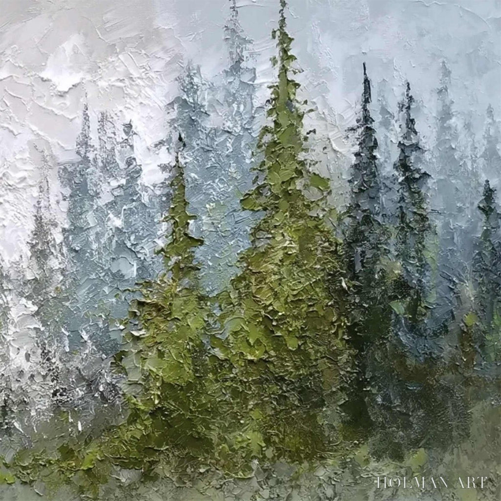 HOLMAN ART Evergreen Serenity – Textured Impasto Pine Forest Landscape Painting - image 5