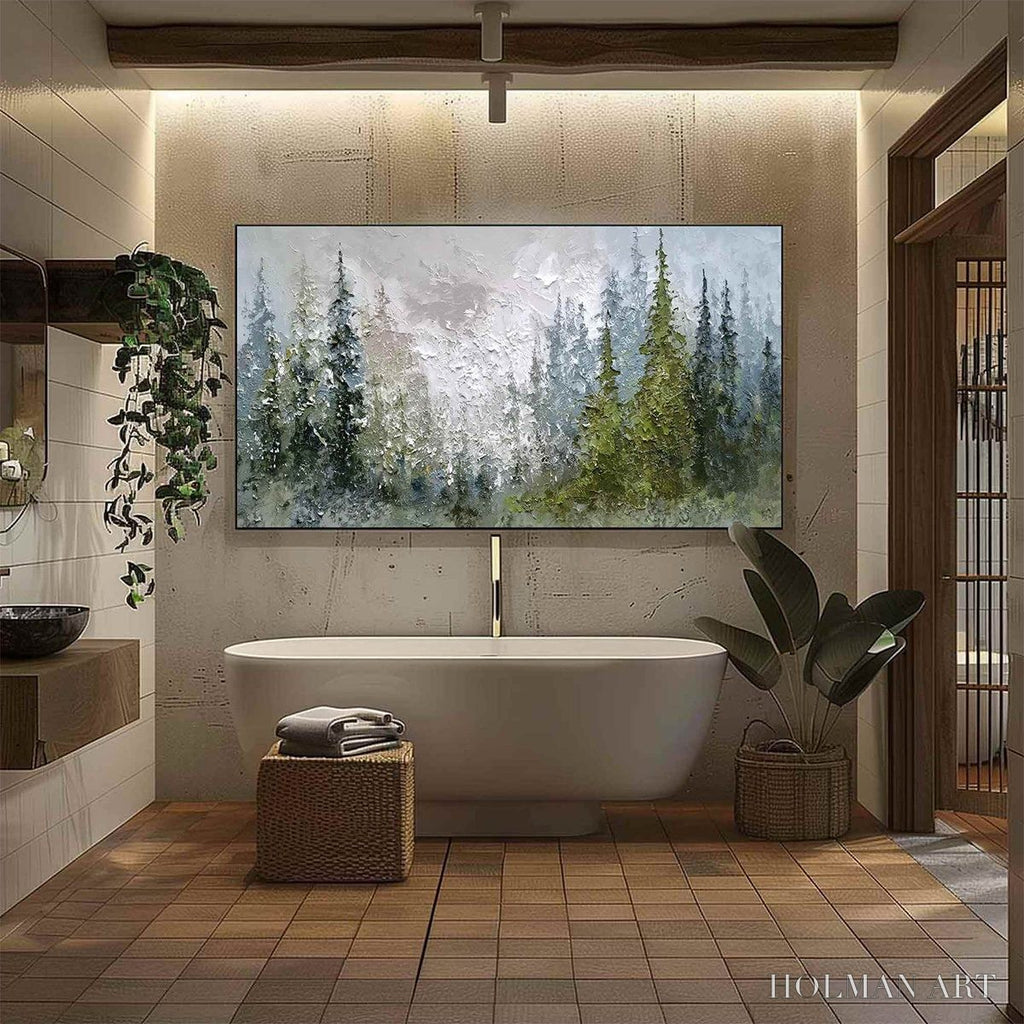 HOLMAN ART Evergreen Serenity – Textured Impasto Pine Forest Landscape Painting - image 6
