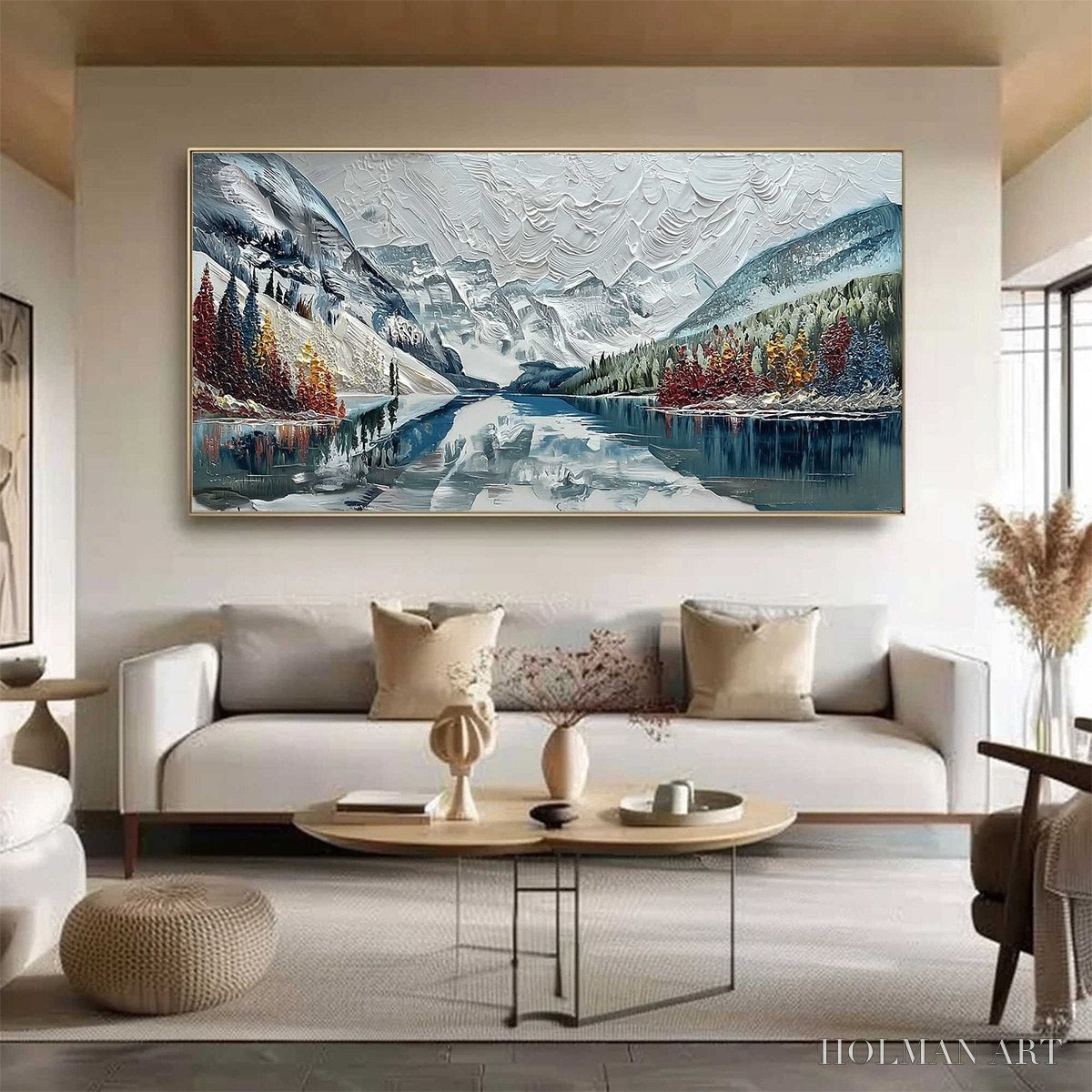 HOLMAN ART Alpine Reflection – Textured Palette Knife Mountain & Lake Landscape Painting - image 2