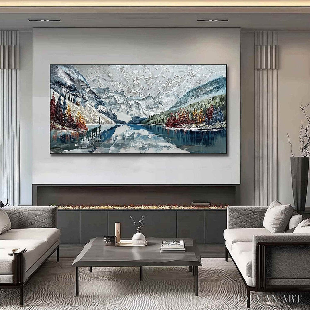 HOLMAN ART Alpine Reflection – Textured Palette Knife Mountain & Lake Landscape Painting - image 4