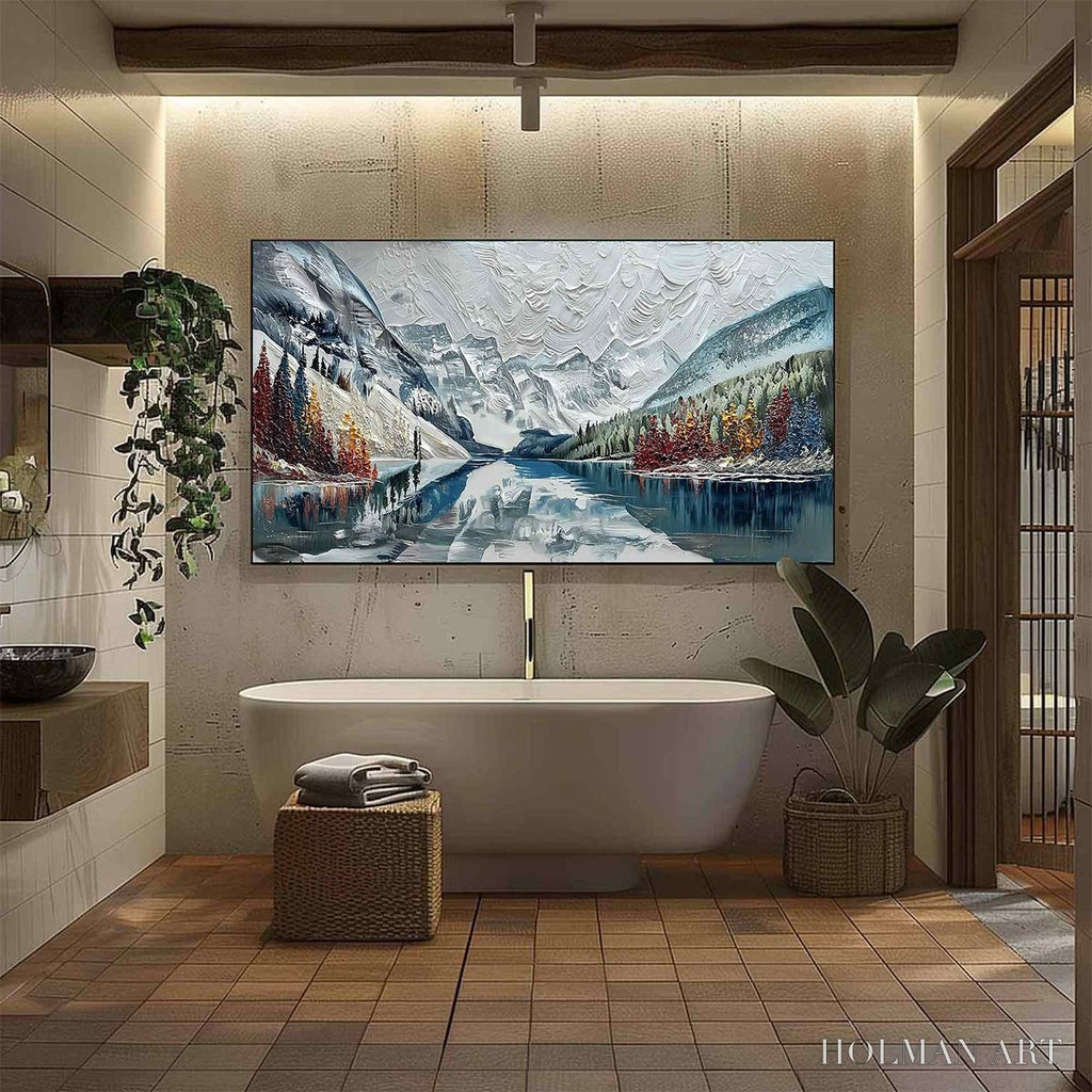 HOLMAN ART Alpine Reflection – Textured Palette Knife Mountain & Lake Landscape Painting - image 6