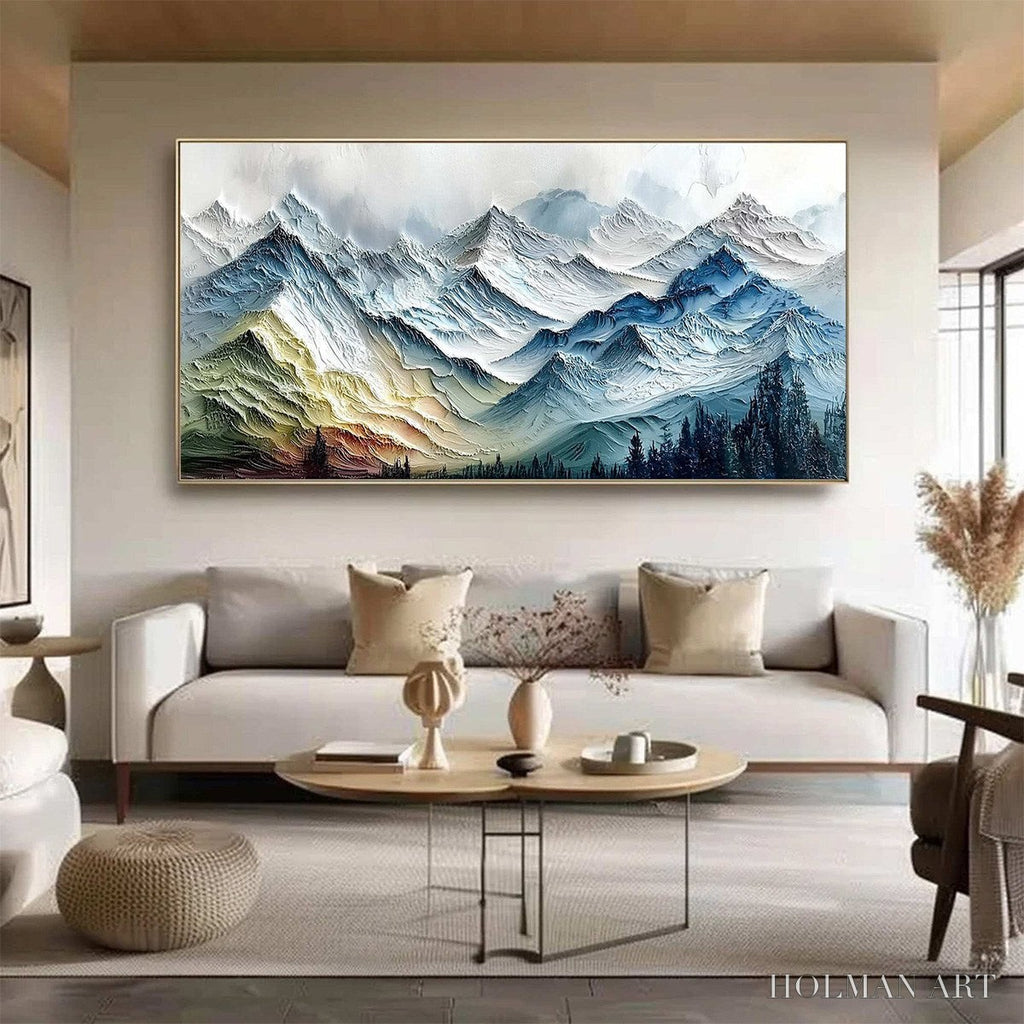 HOLMAN ART Alpine Glow – Large Textured Impasto Mountain Range - image 2