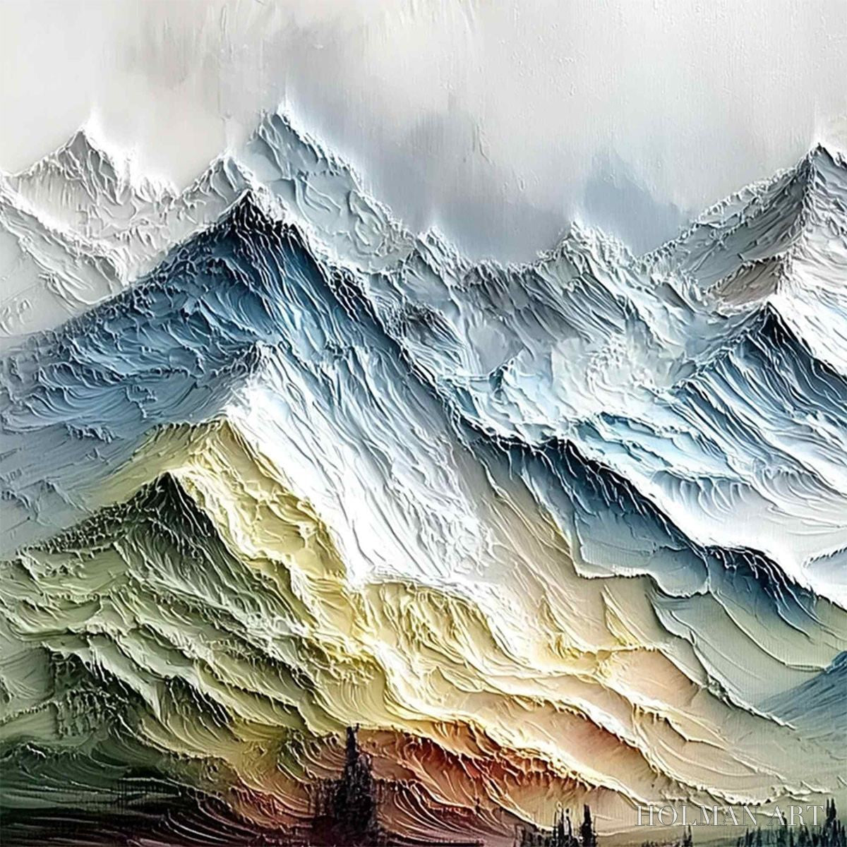 HOLMAN ART Alpine Glow – Large Textured Impasto Mountain Range - image 3