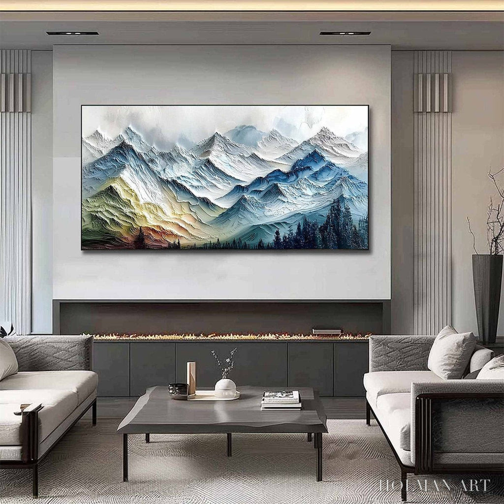 HOLMAN ART Alpine Glow – Large Textured Impasto Mountain Range - image 4
