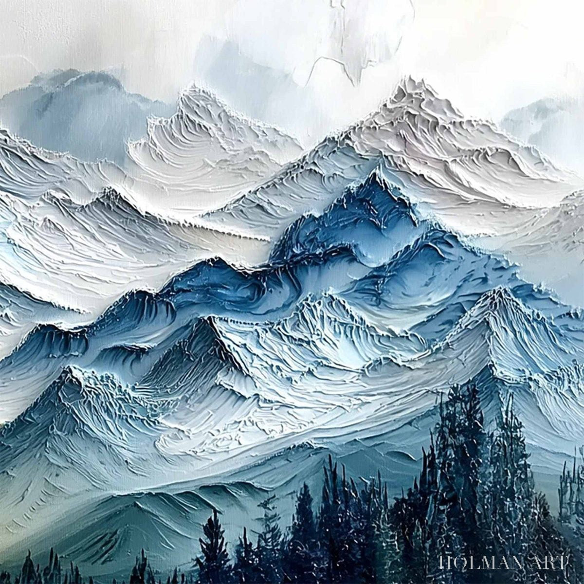 HOLMAN ART Alpine Glow – Large Textured Impasto Mountain Range - image 5