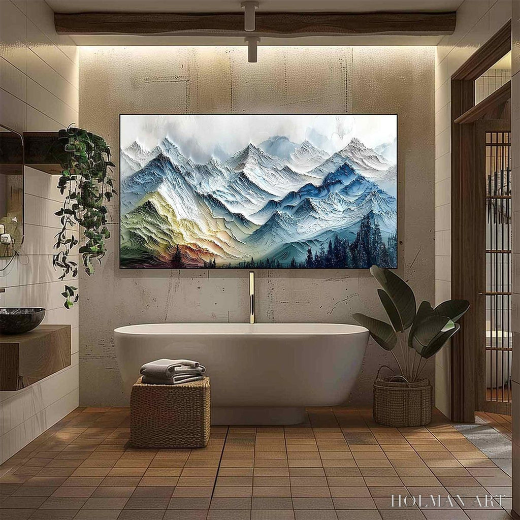 HOLMAN ART Alpine Glow – Large Textured Impasto Mountain Range - image 6